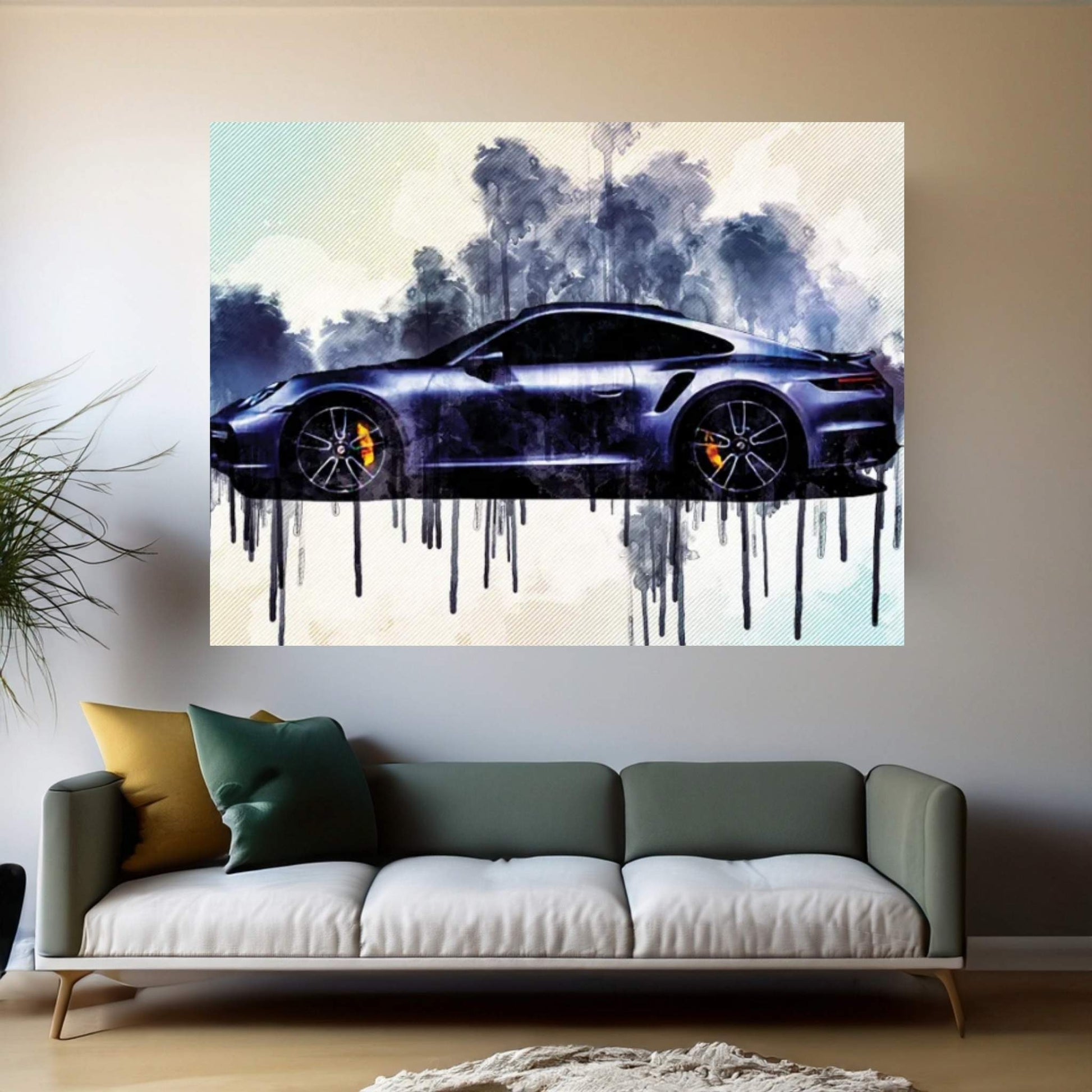 Porsche 911 Turbo S 2021 Side View Silver Sports Sports Car New Silver 911 Turbo S German Sports Cars Canvas Wall Art - Y Canvas