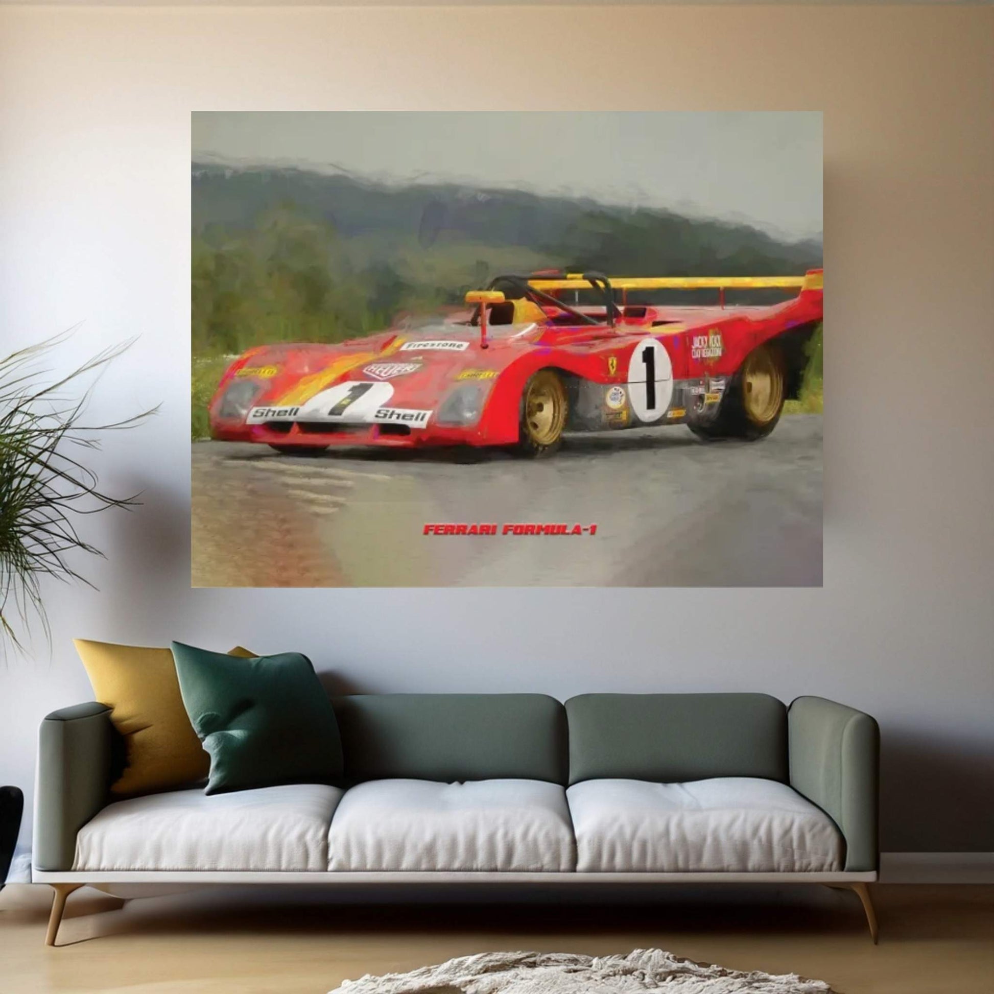 Ferrari Retro Formula I Canvas Wall Art - Y Canvas