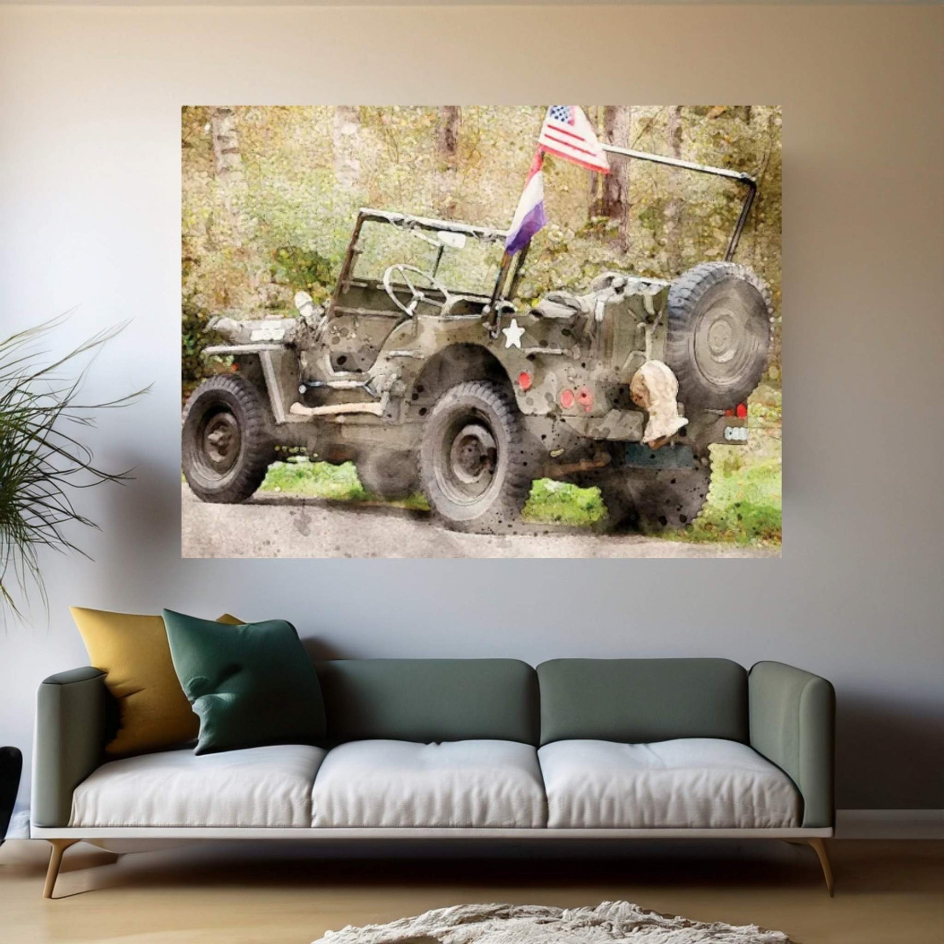 Jeep Willys II Canvas Wall Art - Y Canvas