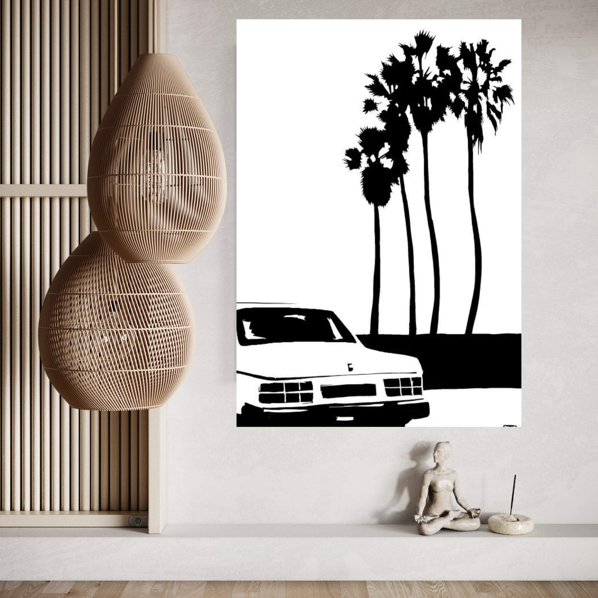 Car And Palms Canvas Wall Art - Y Canvas