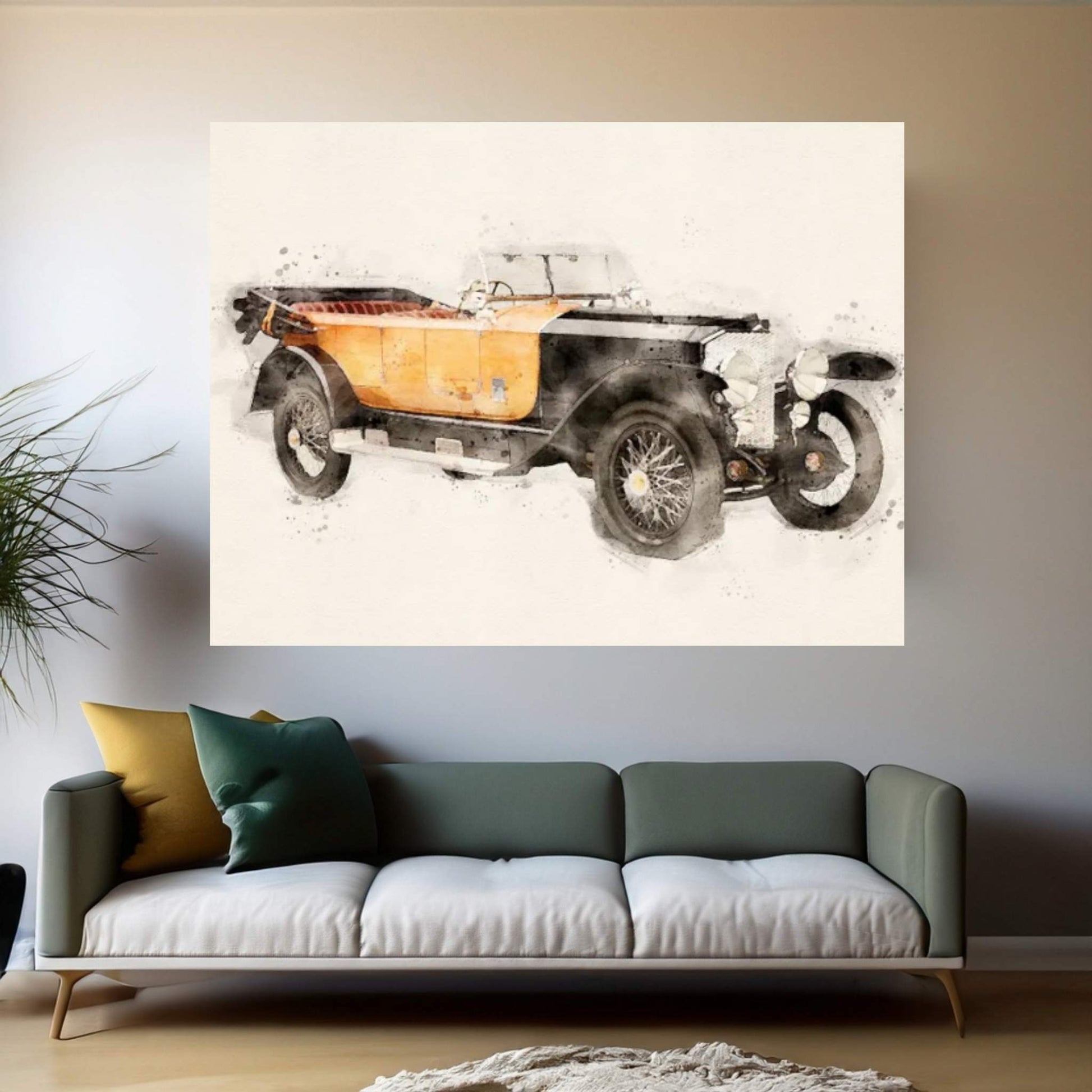 Mercedes Benz Retro V II Canvas Wall Art - Y Canvas