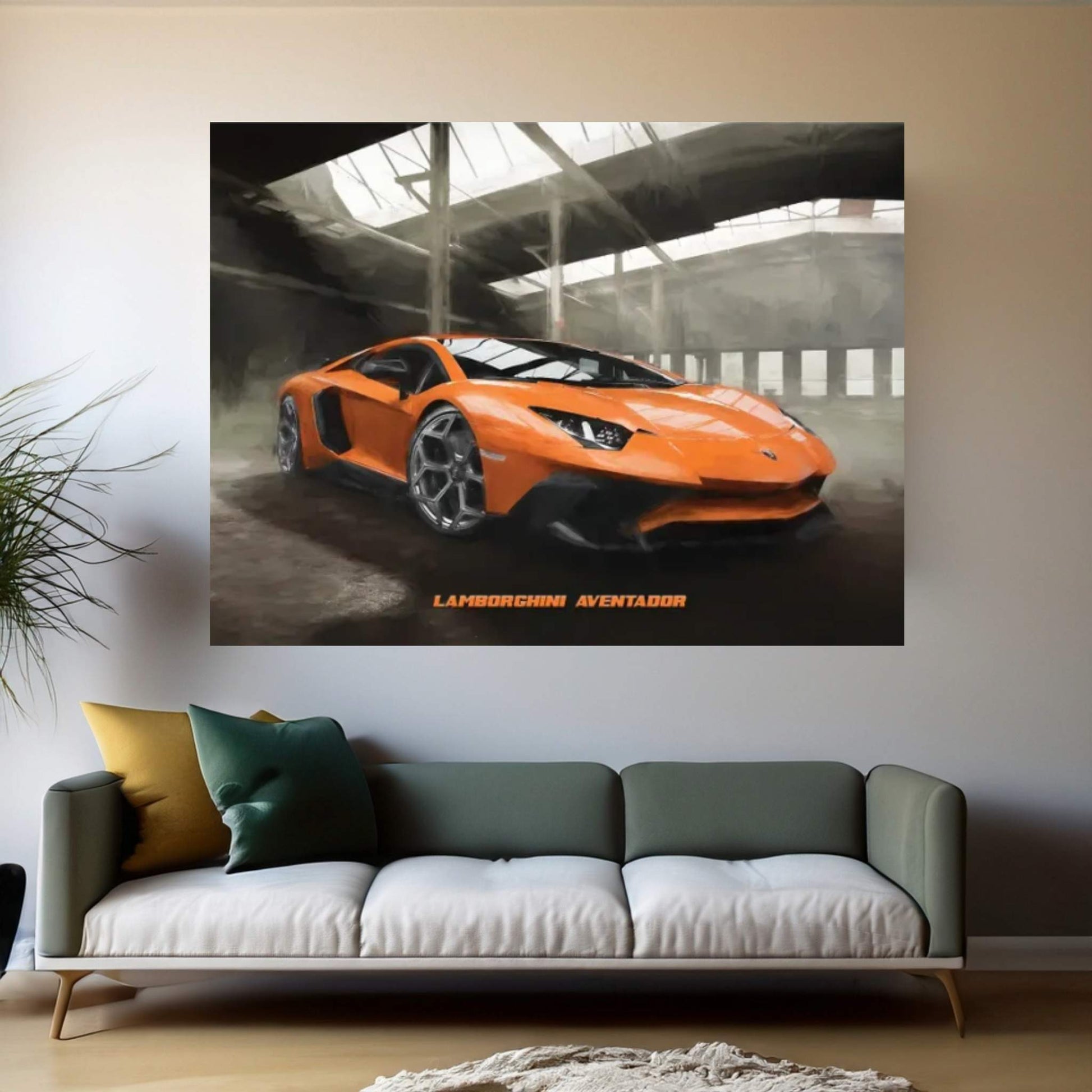 Lamborghini Aventador In Watercolor Canvas Wall Art - Y Canvas