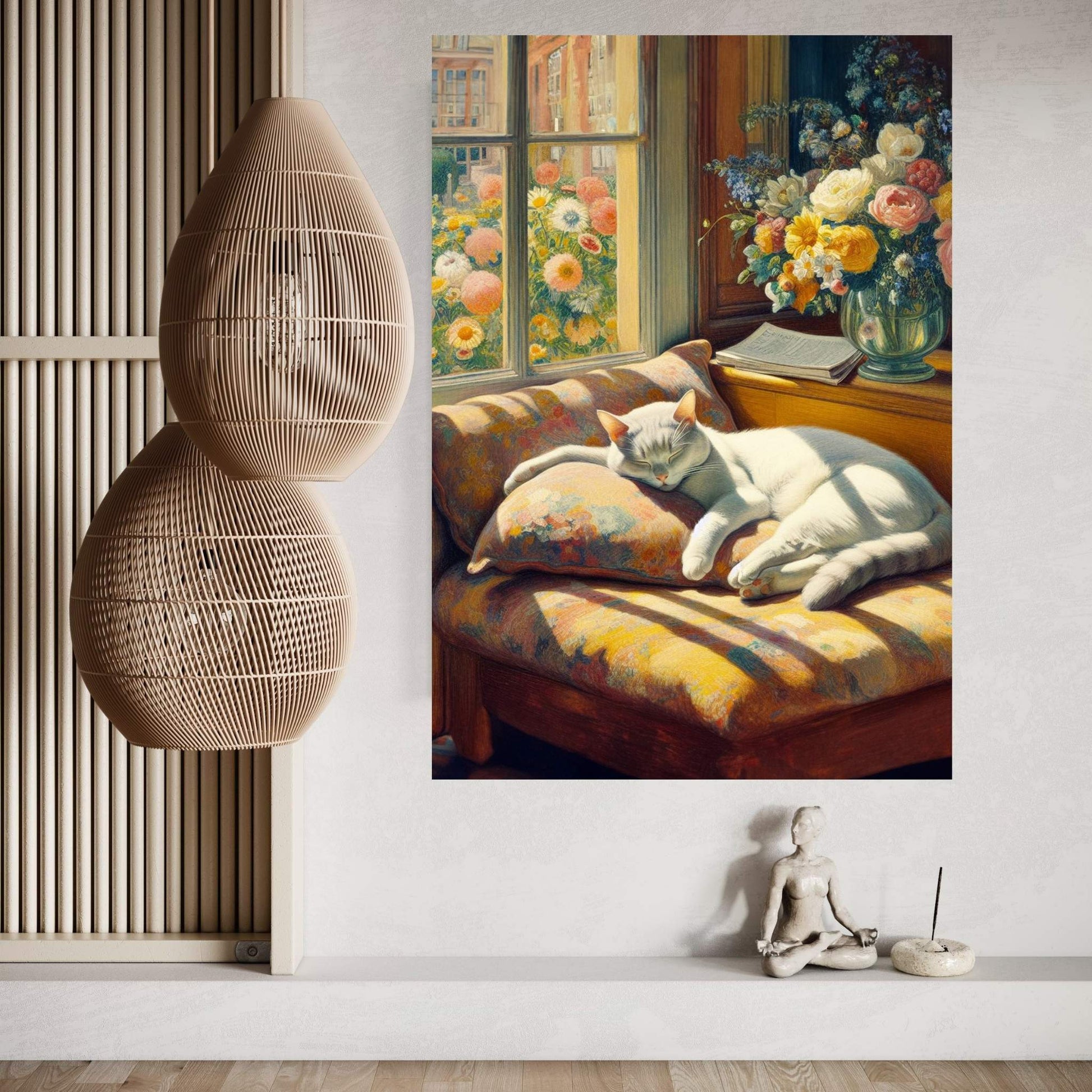 Le Chat Blanc The White Cat Abstract Reproduction Canvas Wall Art - Y Canvas