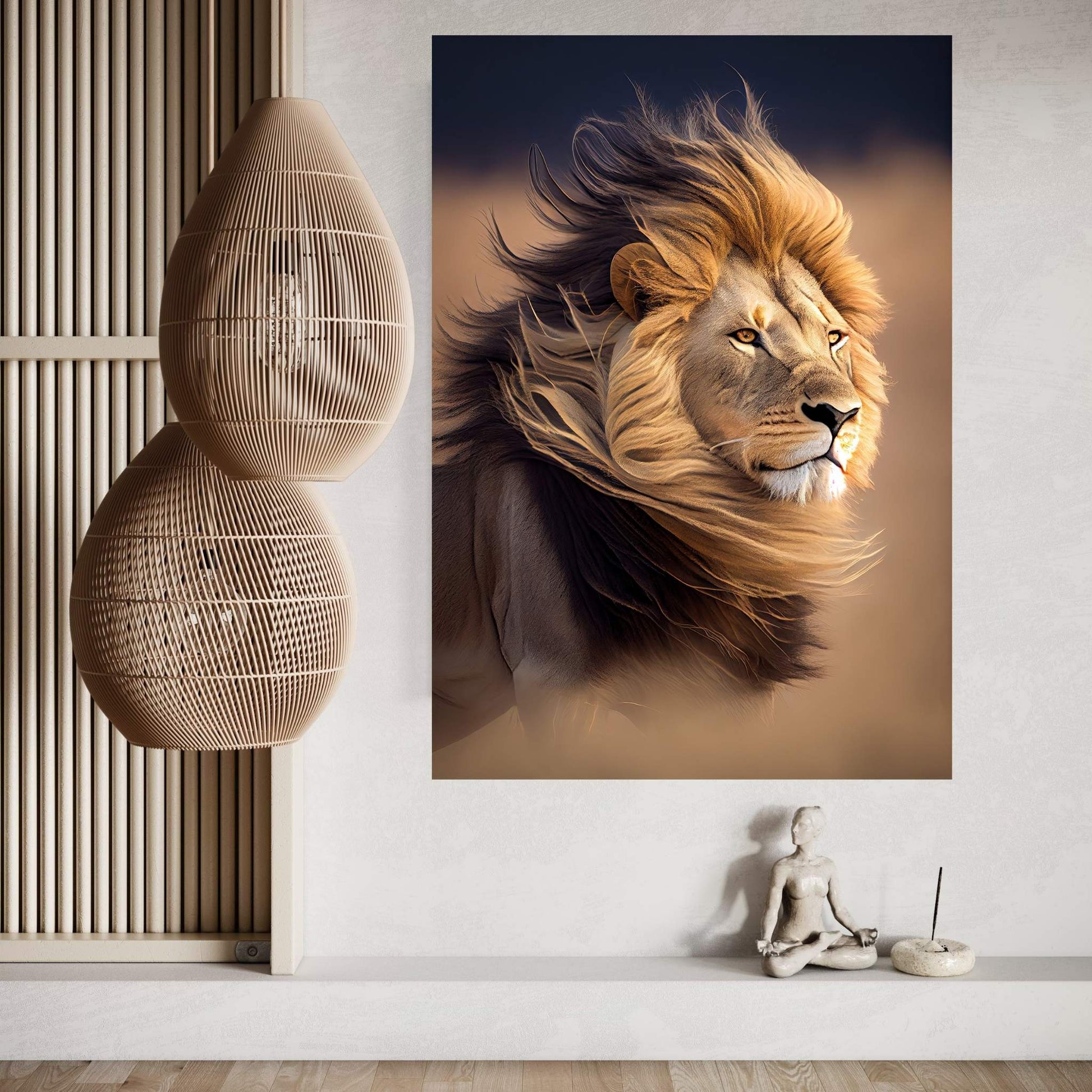 Lion Portrait , Animal Lion Canvas Wall Art Print - Y Canvas