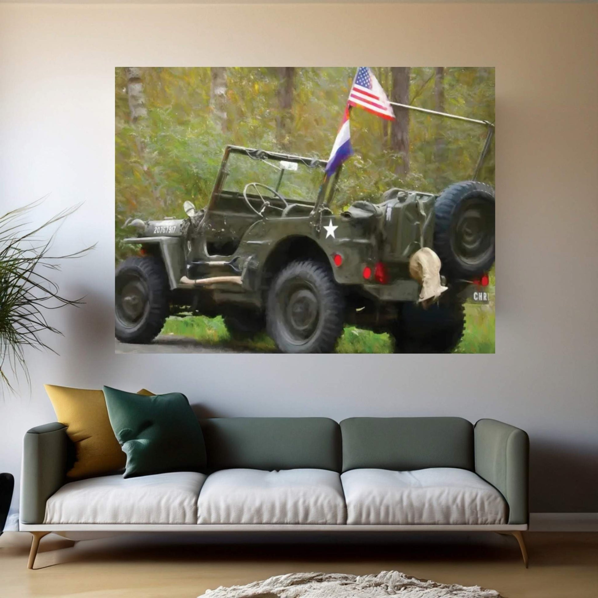 Jeep Willys In Watercolor Canvas Wall Art - Y Canvas