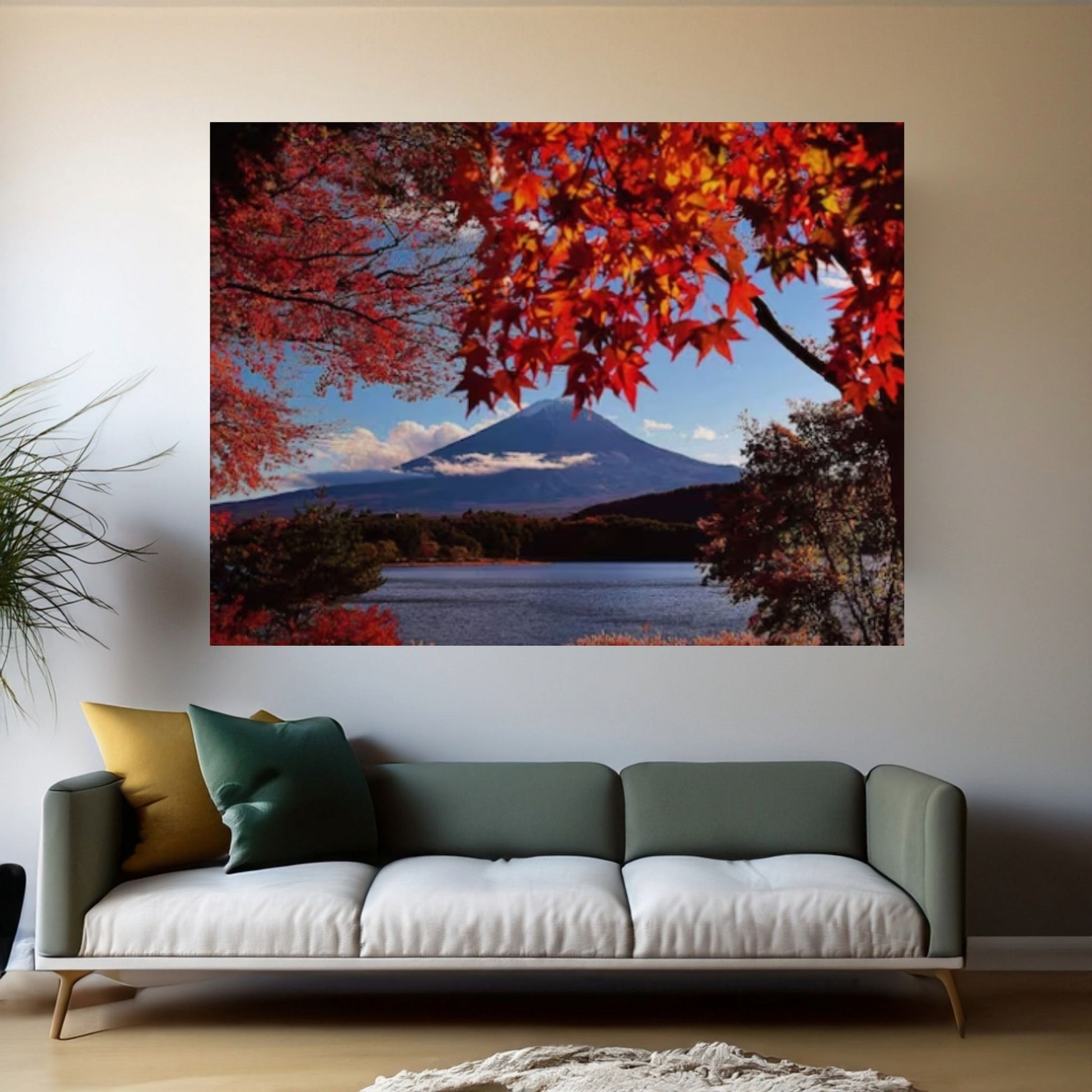 Fuji Kawaguchiko Autumn Leaves Canvas Wall Art - Y Canvas
