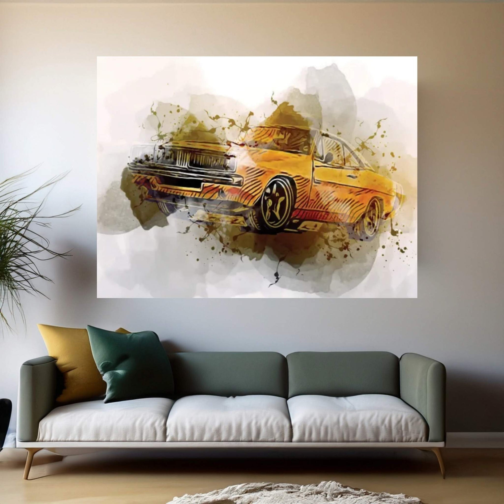 1969 Dodge Charger Captiv Abstract Cars Car Drawings Dodge Canvas Wall Art - Y Canvas