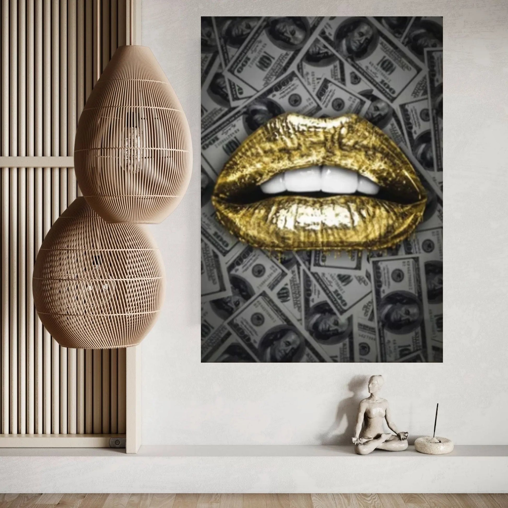 Sexy Lips Abstract Lips Dollar Background Canvas Wall Art Painting Modern Wall Art Nordic Pop Poster - Y Canvas