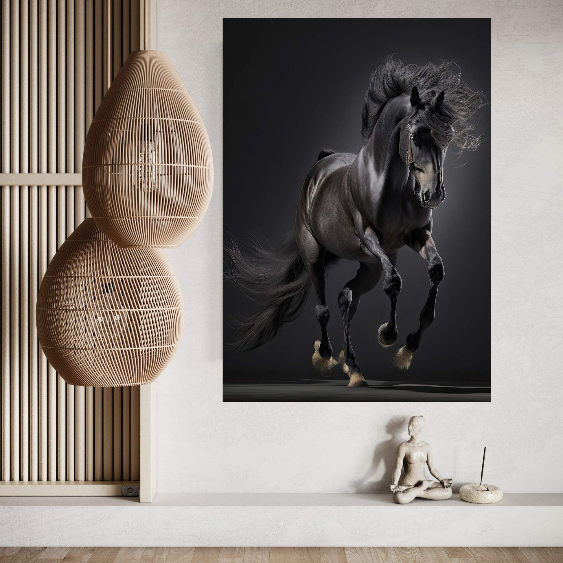Beautiful Black Horse Canvas Wall Art , Animal Wall Art - Y Canvas