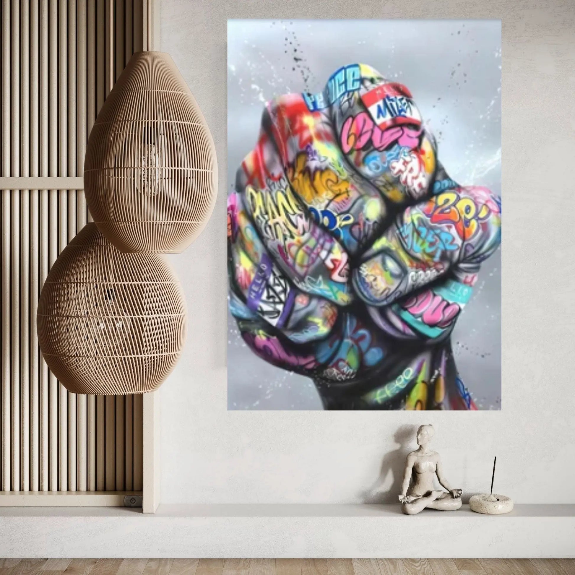Banksy Canvas Wall Art, Creation of Adam Decor, Creation of Graffiti Adam - Y Canvas