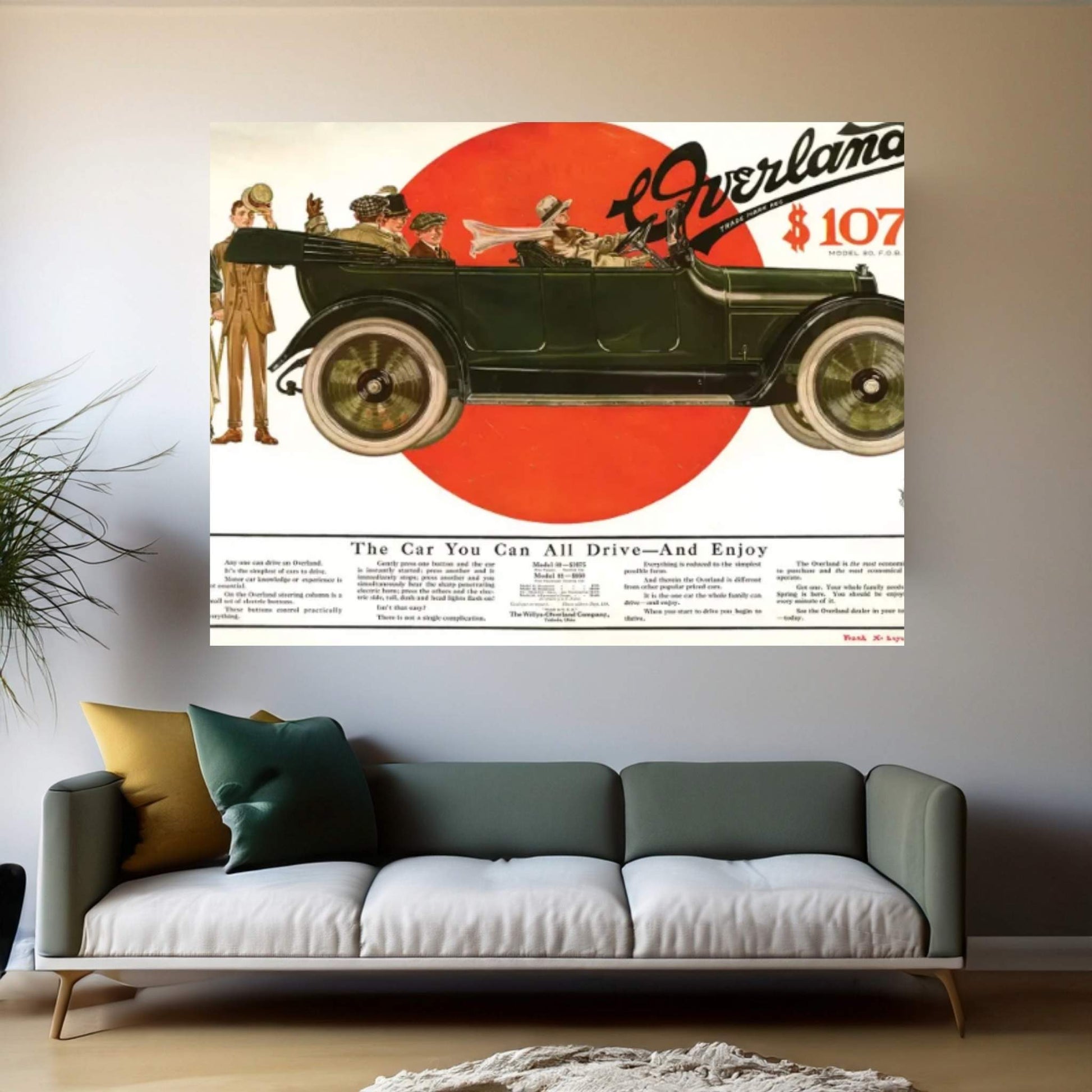 1915 Willys-Overland Magazine Advert Canvas Wall Art - Y Canvas
