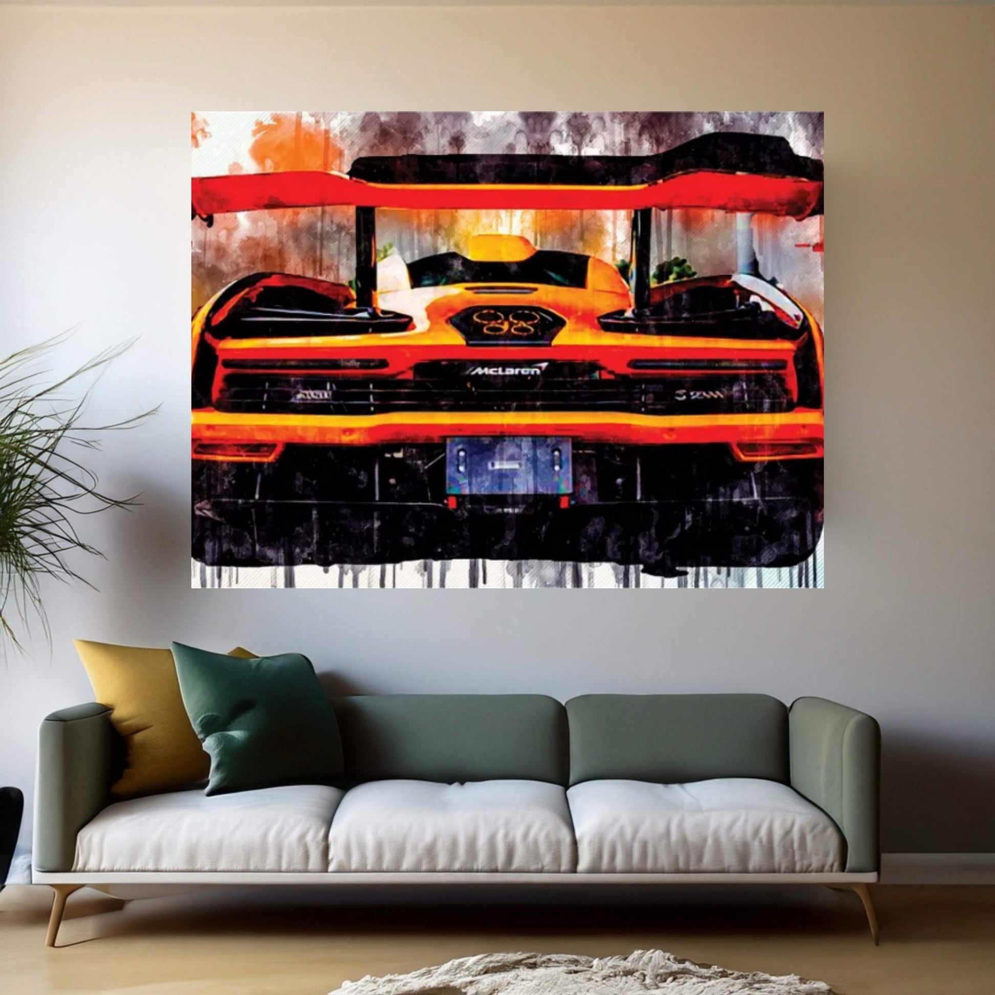 Mclaren Senna Rear View Orange Hypercar Orange Supercar British Sports Cars Canvas Wall Art - Y Canvas