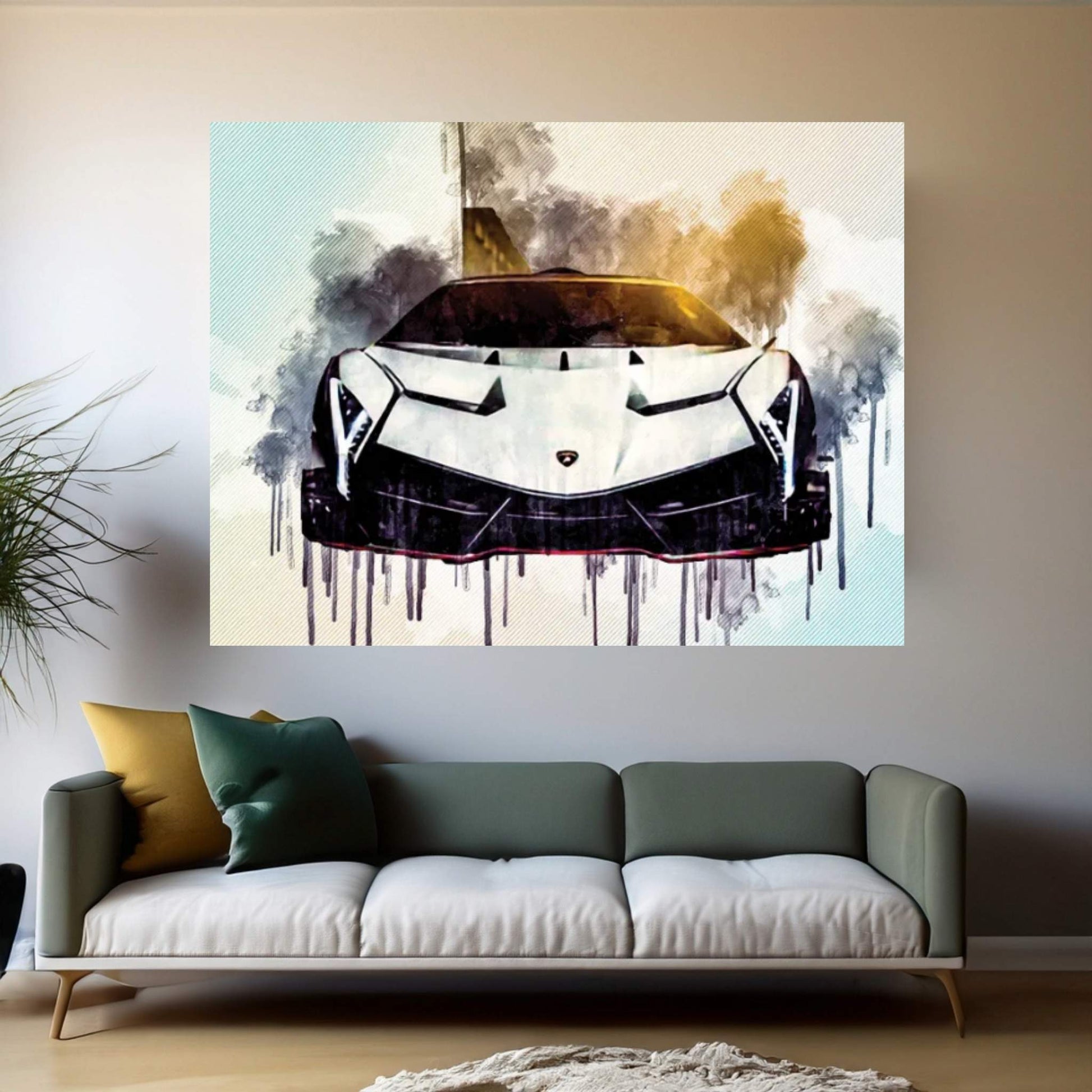 Lamborghini Veneno 2017 Vag White Veneno Front View Supercar Italian Sports Cars Hypercar Canvas Wall Art - Y Canvas