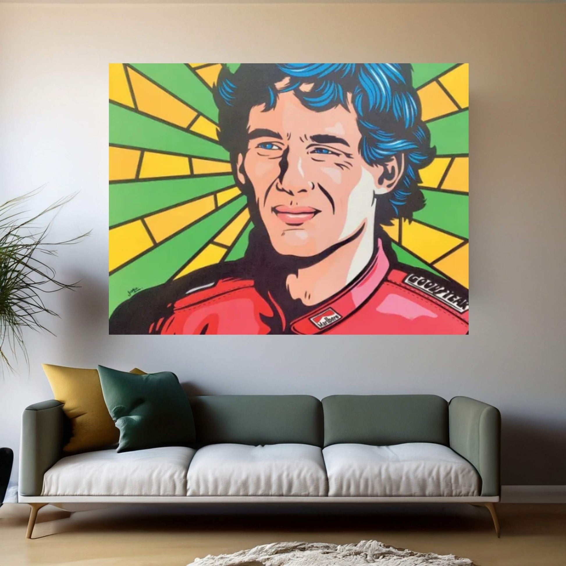 Ayrton Senna Pop Art Canvas Wall Art - Y Canvas