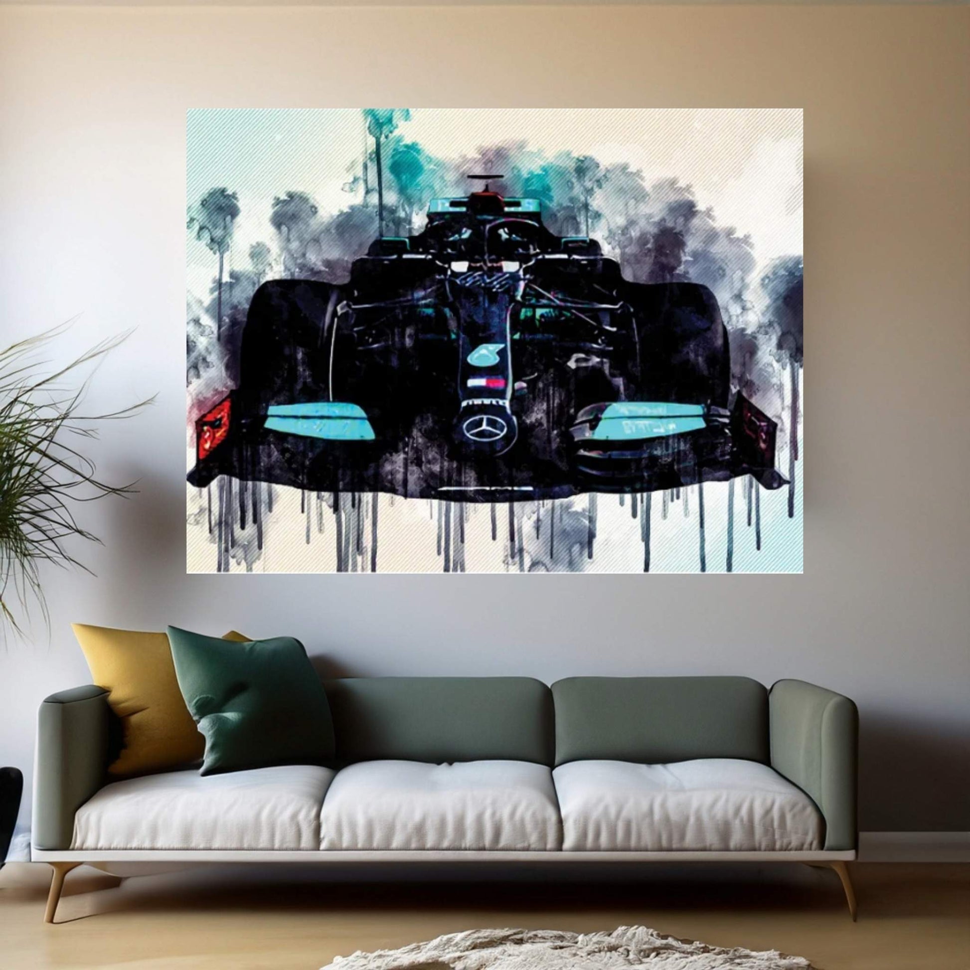Mercedes-Amg F1 W12 2021 Front View Exterior New W12 F1 2021 Race Cars Formula 1 Canvas Wall Art - Y Canvas
