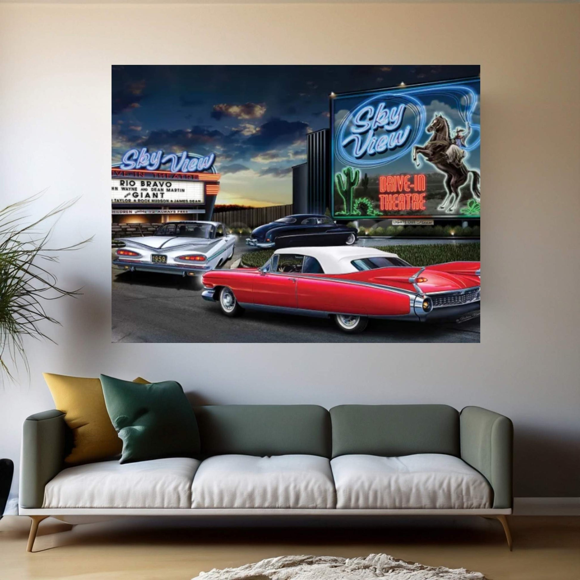 Skyview Drive-In I Canvas Wall Art - Y Canvas