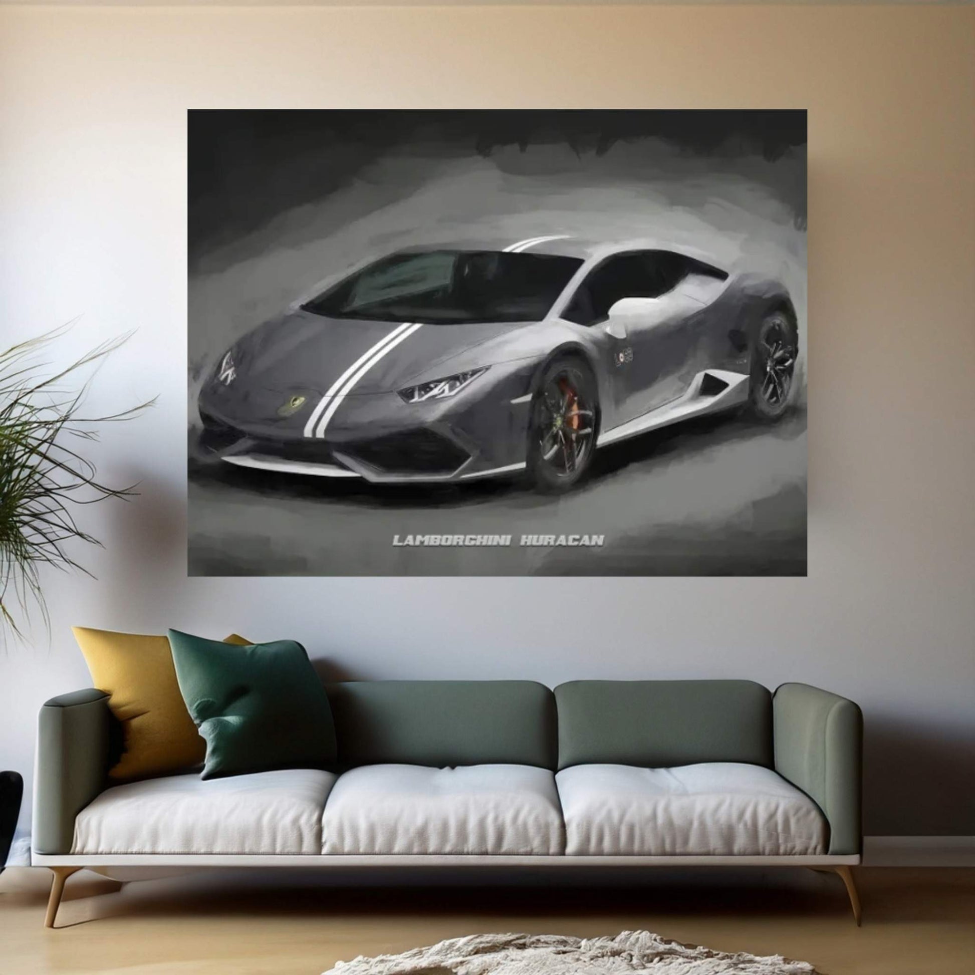 Lamborghini Huracan In Watercolor Canvas Wall Art - Y Canvas
