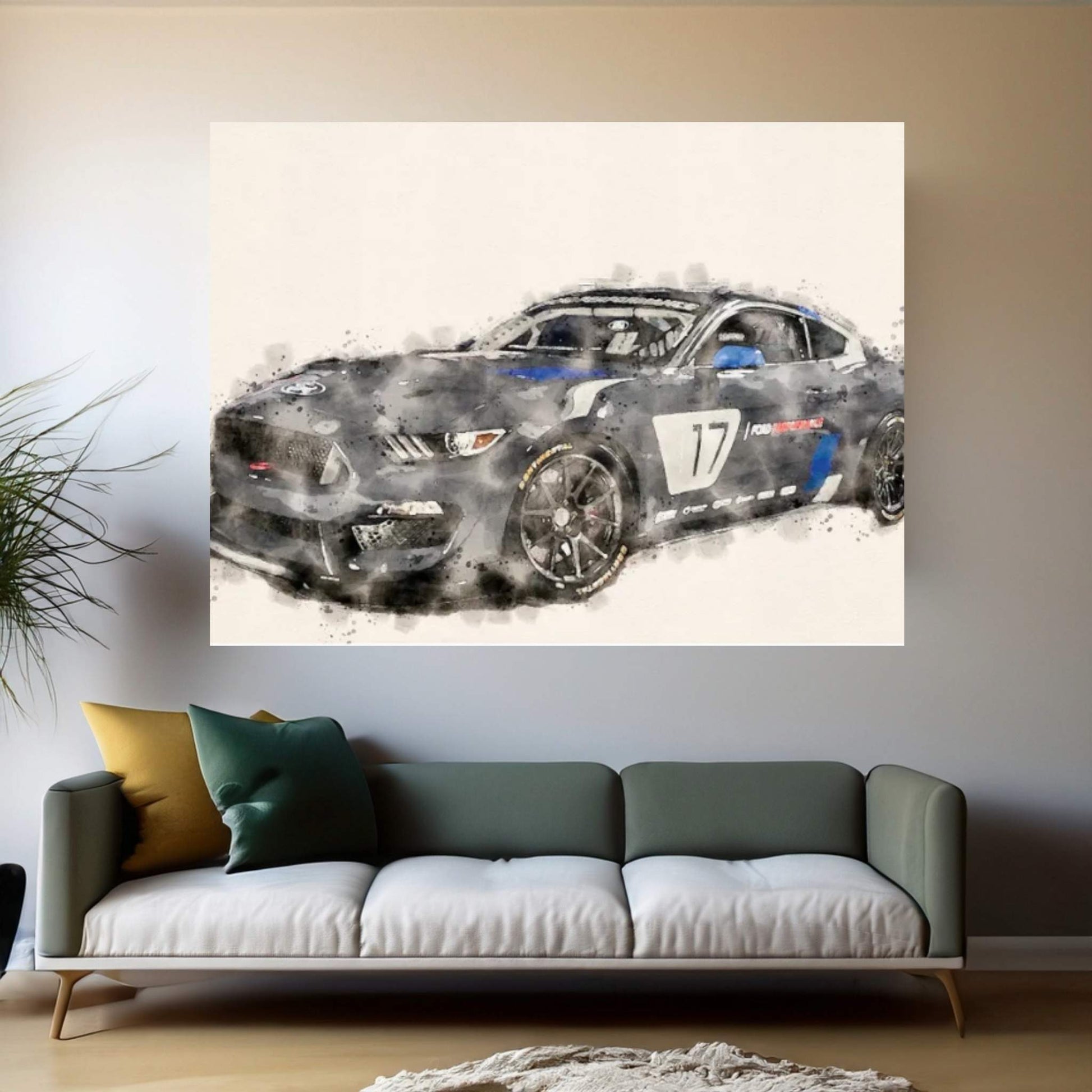 Ford Tuning In Watercolor Canvas Wall Art - Y Canvas