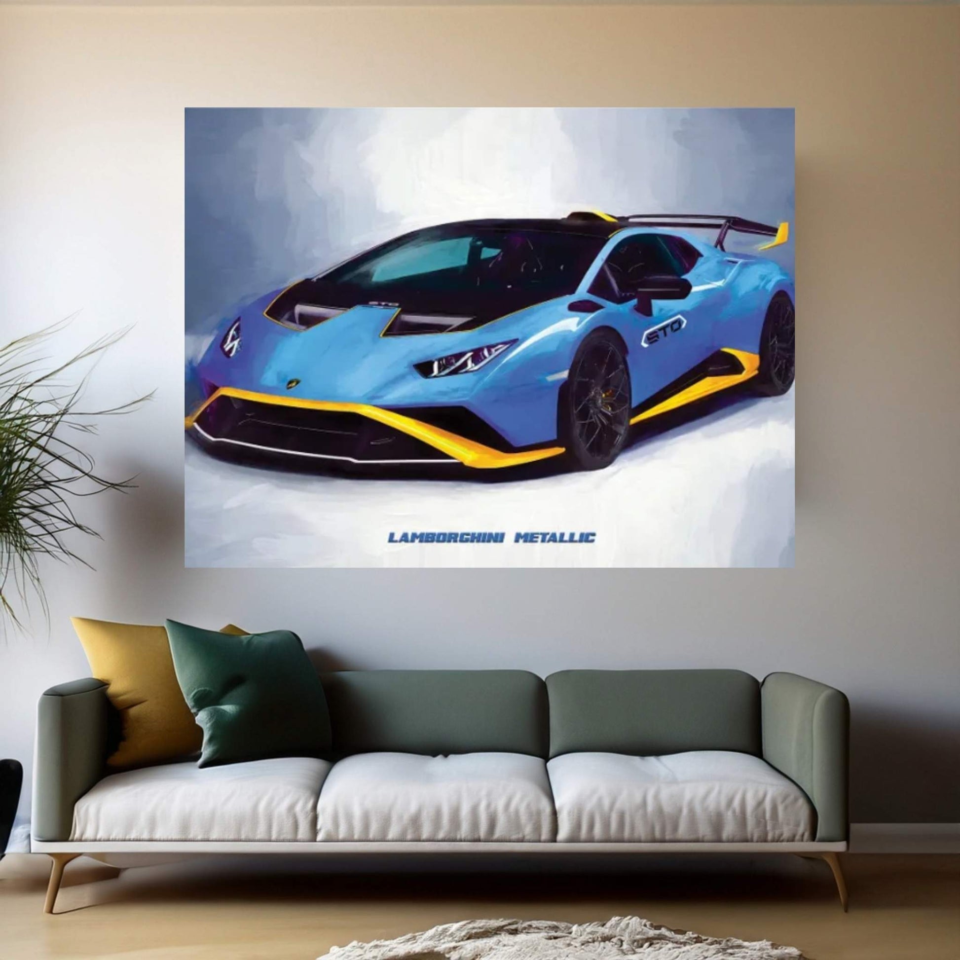 Lamborghini Metallic In Watercolor Canvas Wall Art - Y Canvas