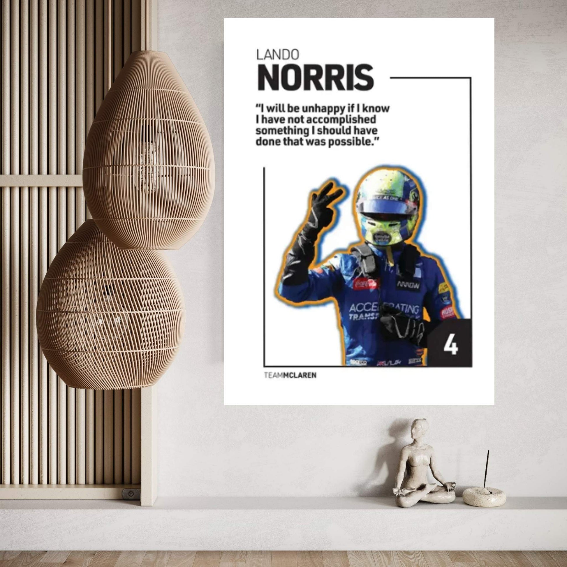 Lando Norris (White) Canvas Wall Art - Y Canvas