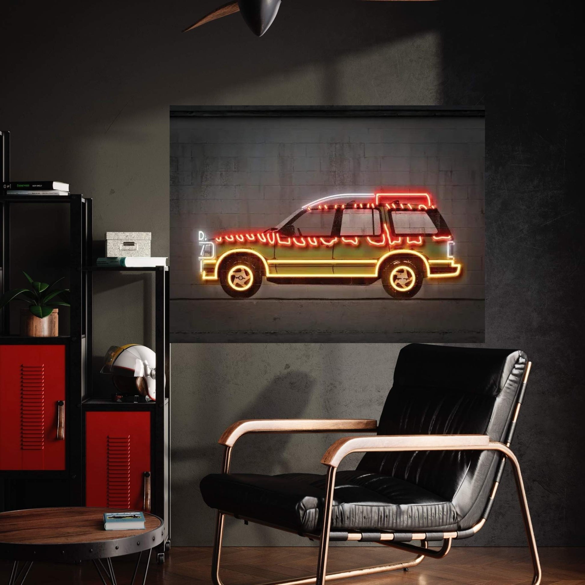 Jurassic Car Canvas Wall Art - Y Canvas