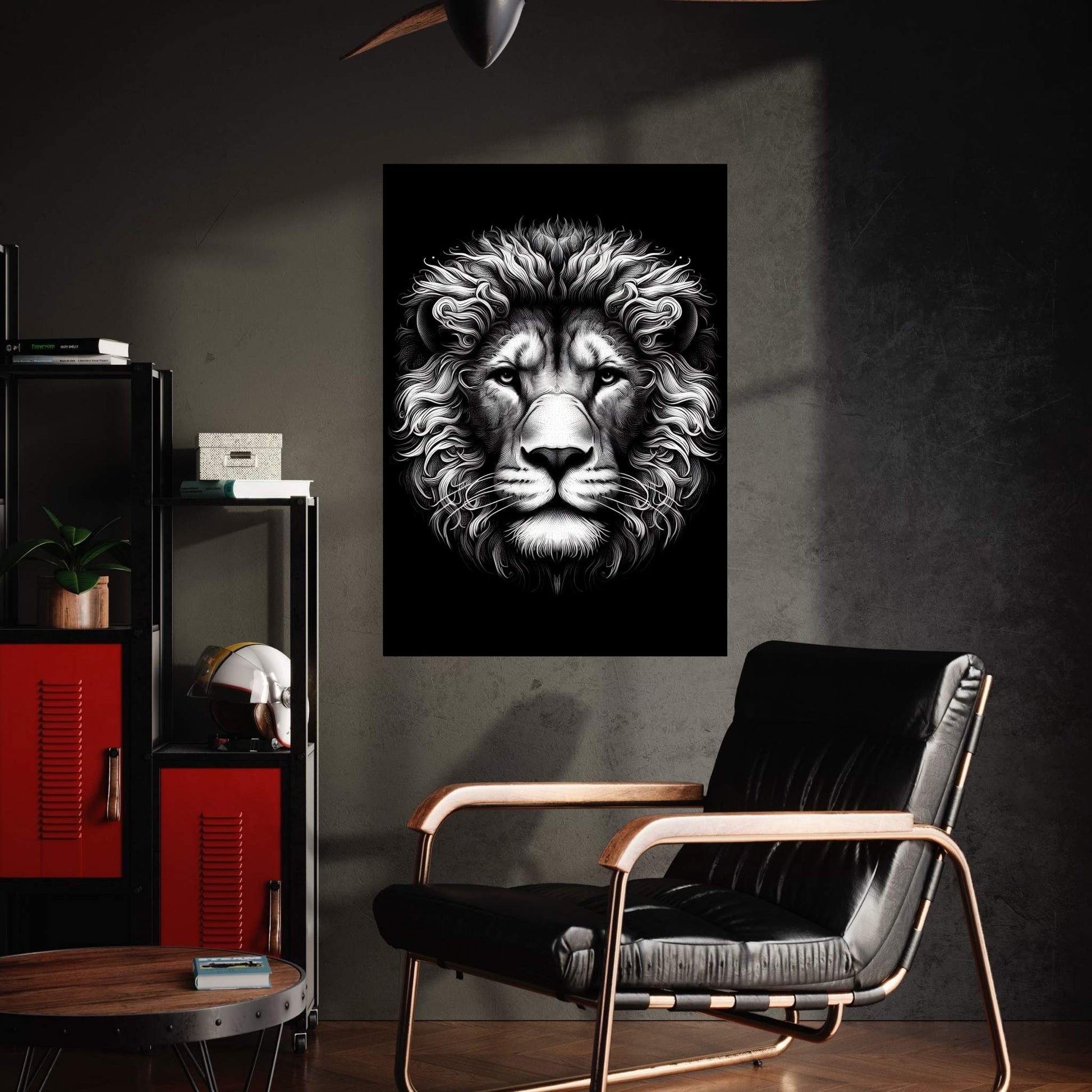 Lion White Black Canvas Wall Art - Y Canvas