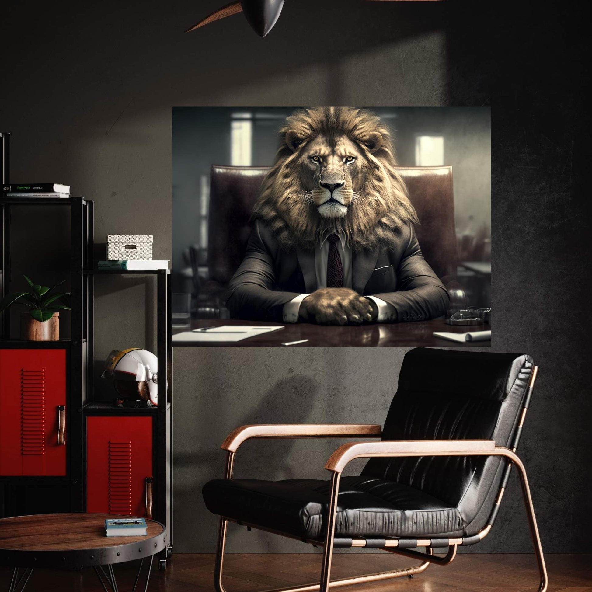 Businnes Lion Wall Art, Lion Canvas Art, Animal Wall Art - Y Canvas