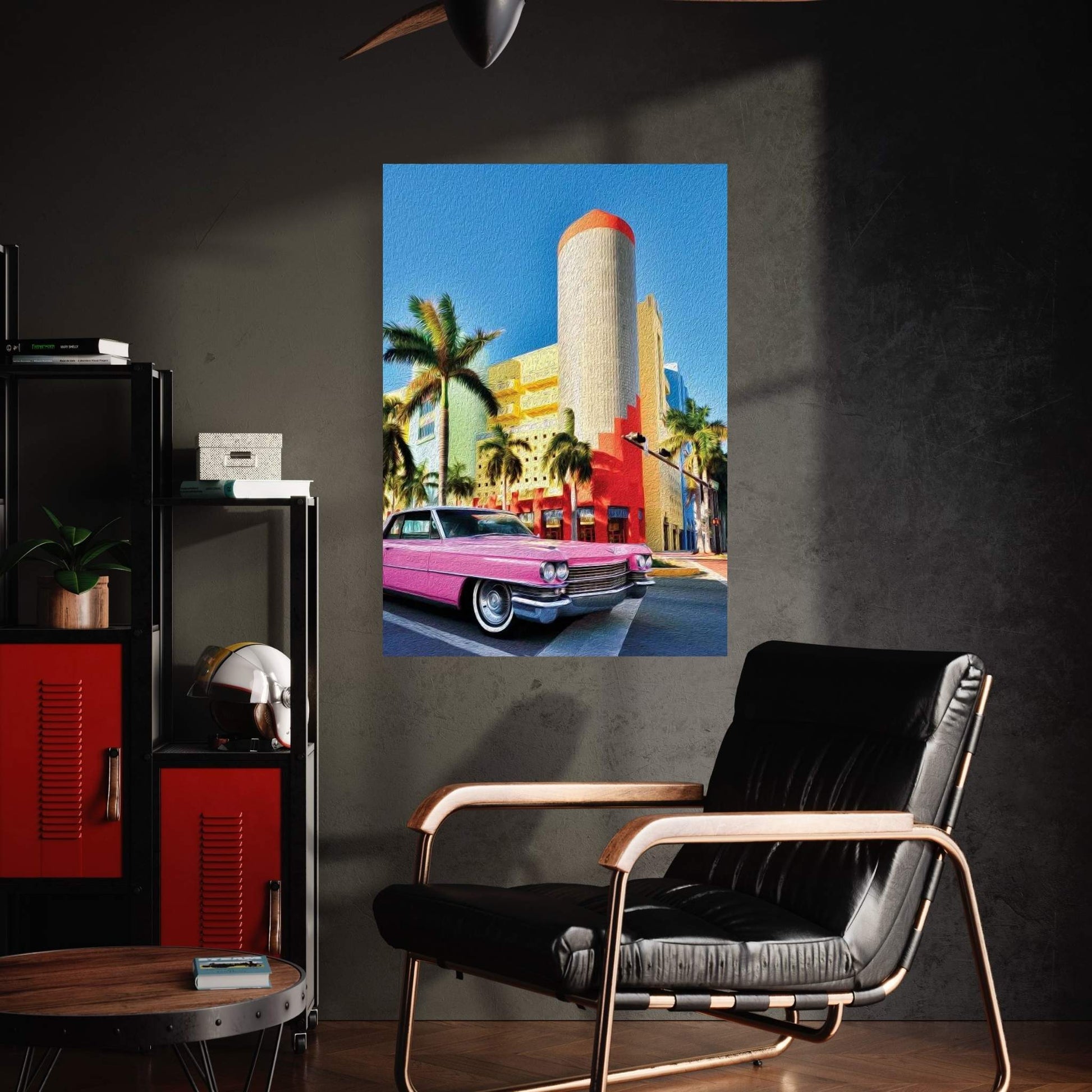 Pink Cadillac Miami Art District II Canvas Wall Art - Y Canvas