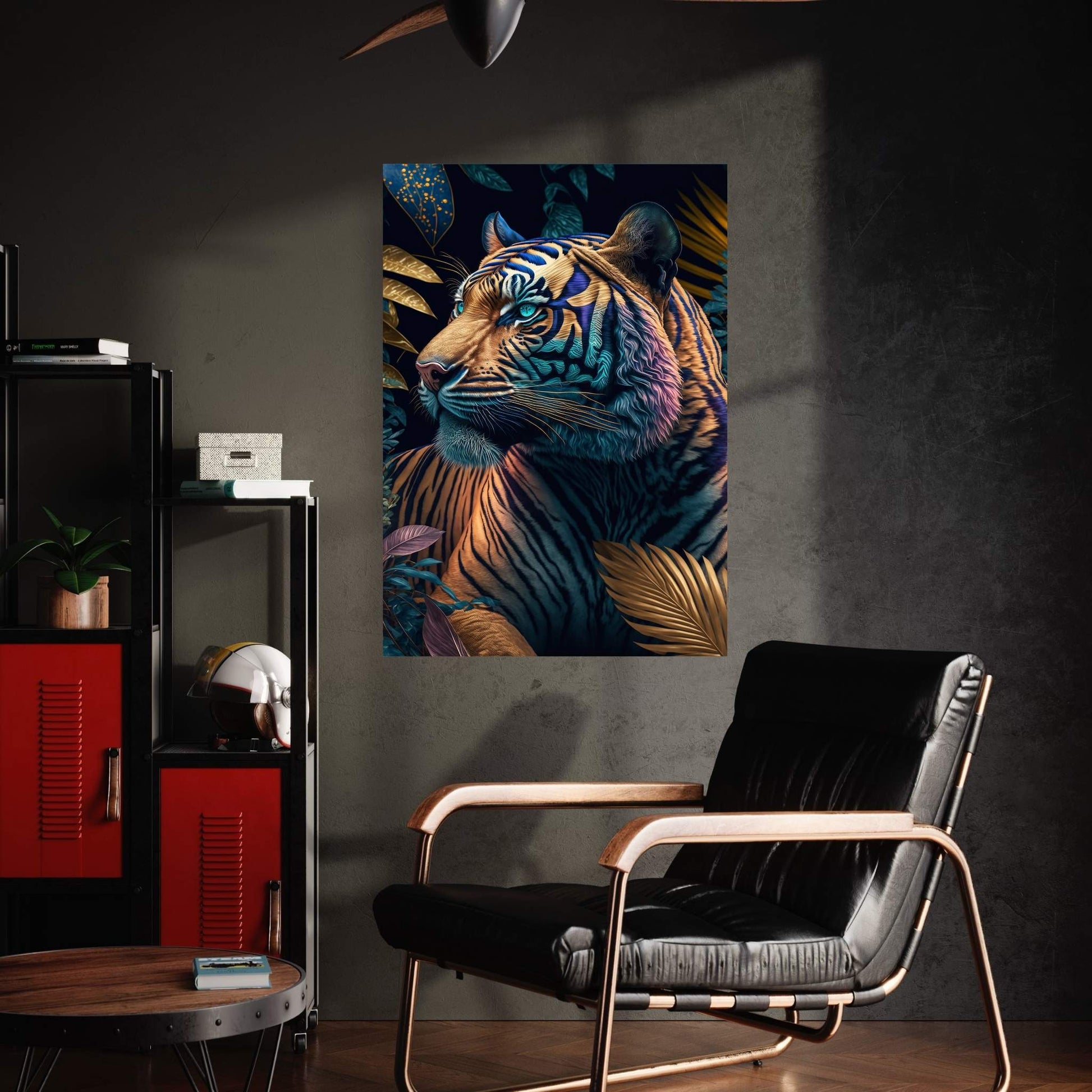Colorful Tiger Forest Blue Eyed Tiger Canvas Wall Art - Y Canvas