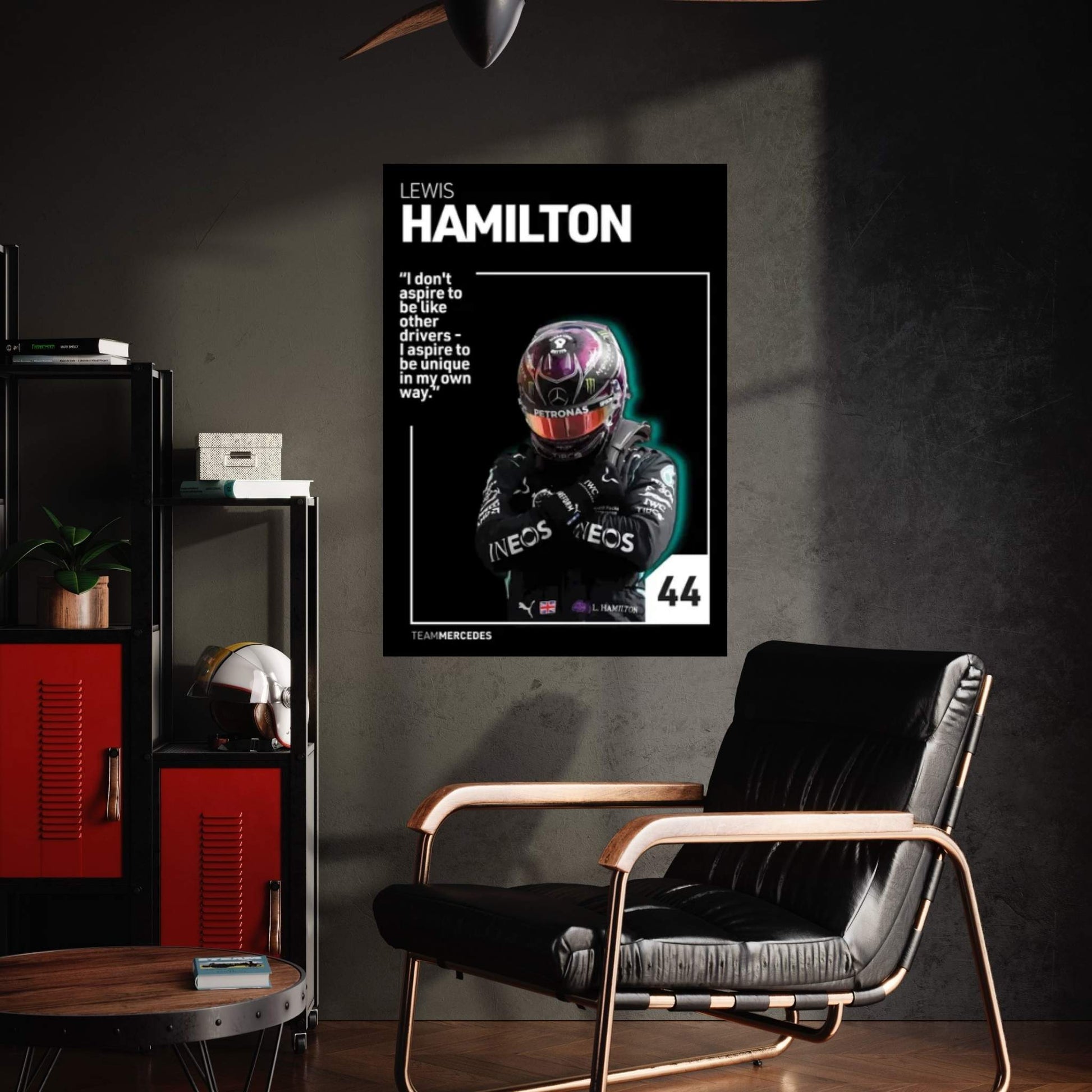 Lewis Hamilton (Black) Canvas Wall Art - Y Canvas