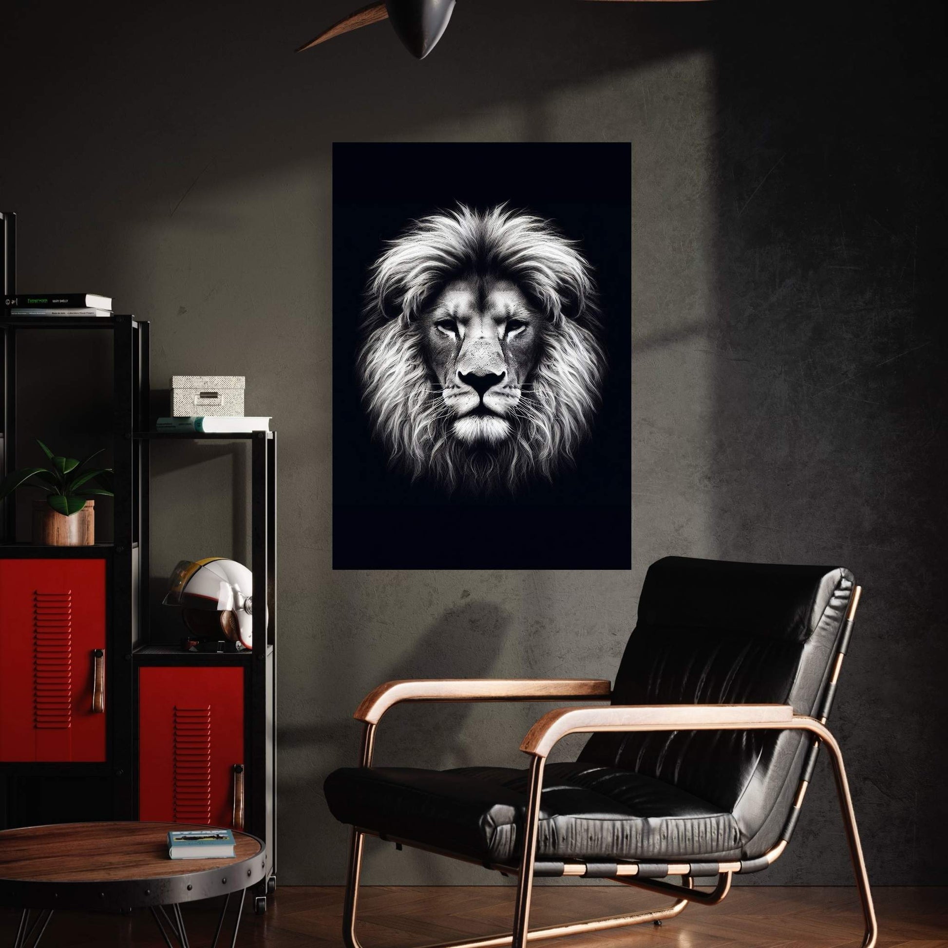 Lion White Black Canvas Wall Art - Y Canvas