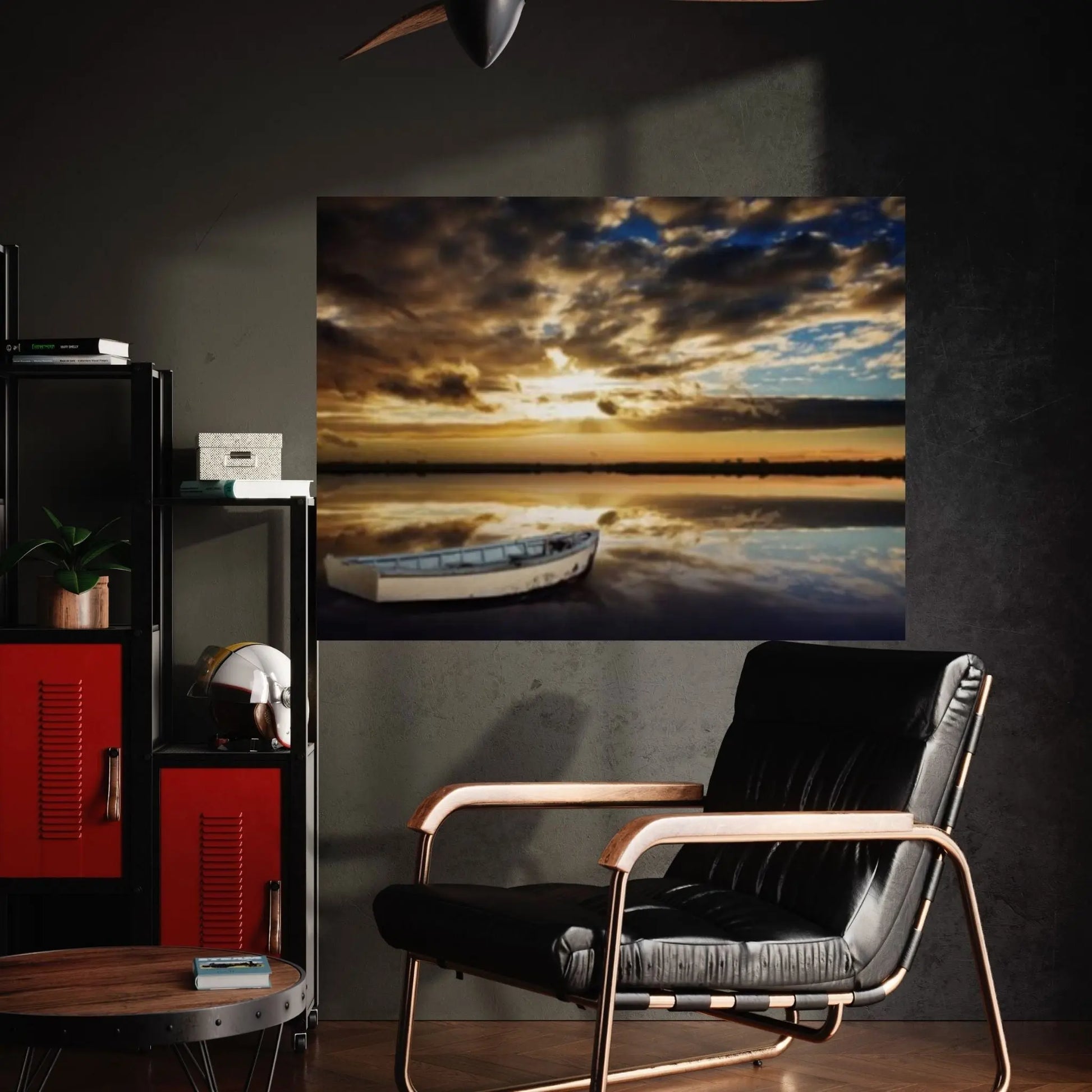 Sunset and Boat Canvas Wall Art, Home Decor Landscape Art Print - Y Canvas