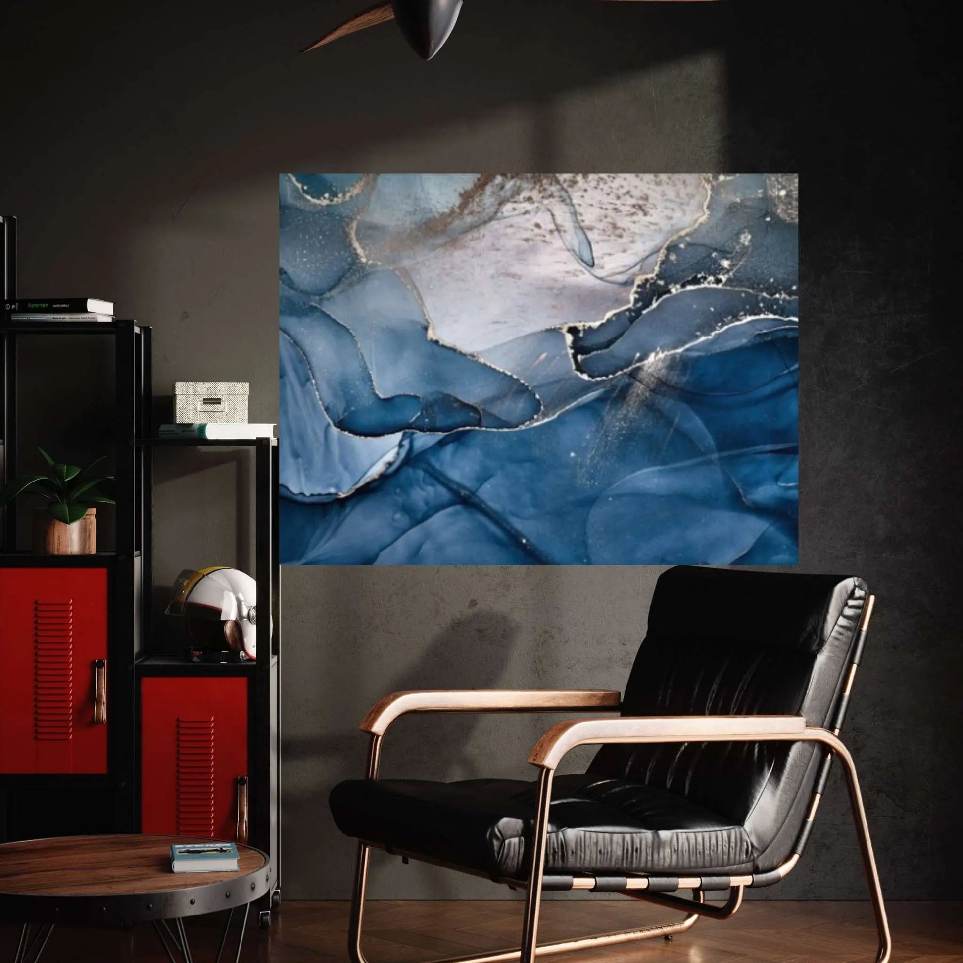 Blue Abstract Wall Art Abstract Painting, Abstract Marble Print Marble Abstract - Y Canvas