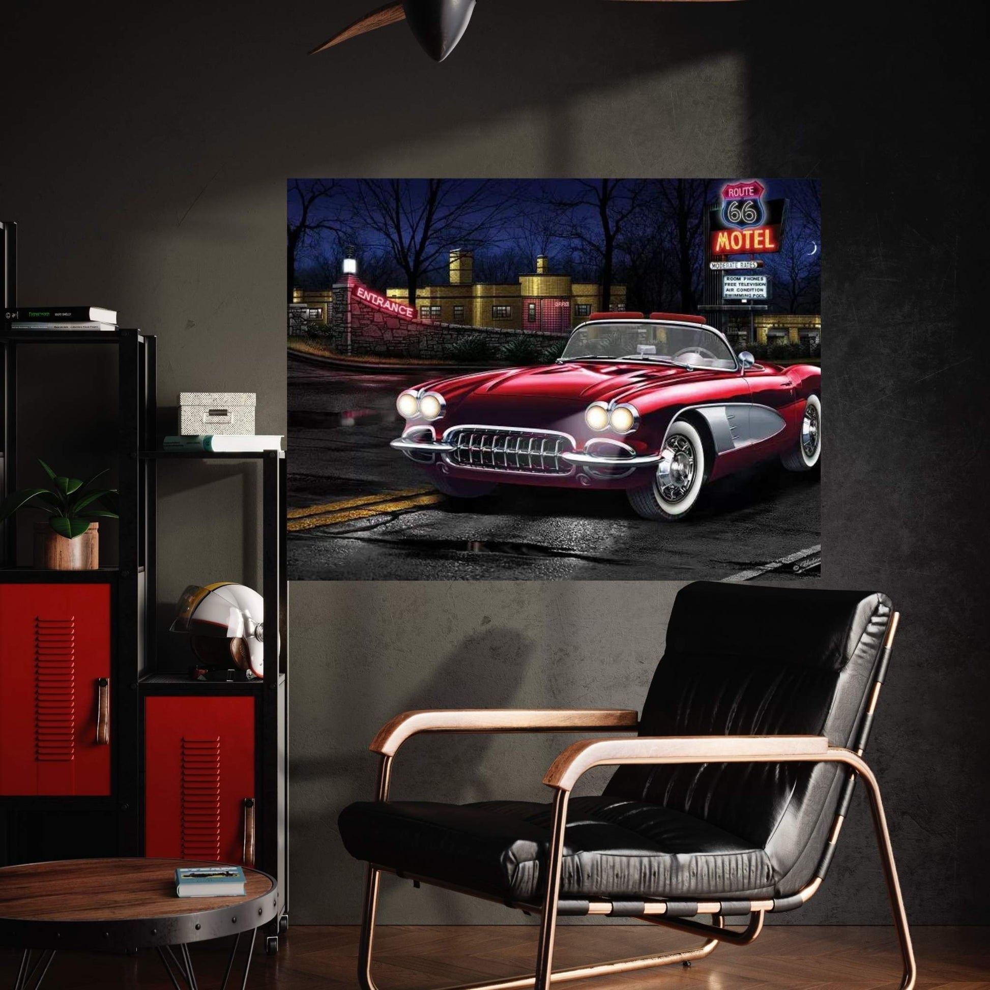 Red Vette 66 Canvas Wall Art - Y Canvas