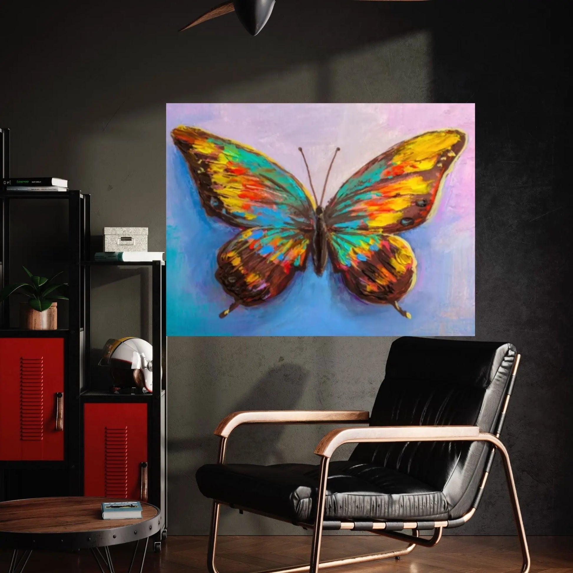 Butterfly Oil Painting On Canvas - Modern Impressionist Colorful Animal Art Thick Paints Heavy Texture Print on Canvas - Y Canvas
