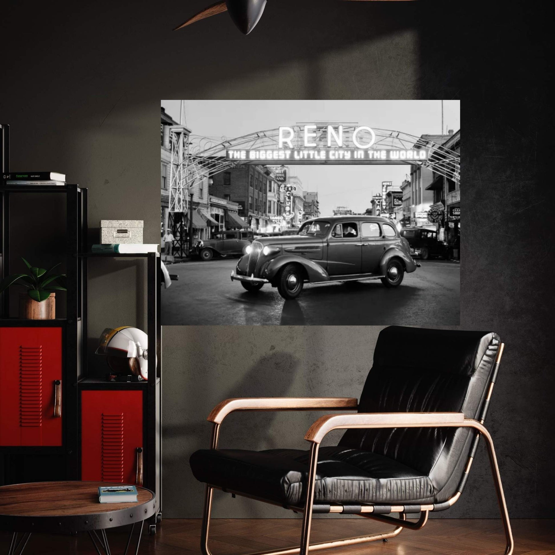 1930s Night Of Arch Over Main Street Reno Nevada Neon Sign The Biggest Little City In The World Canvas Wall Art - Y Canvas