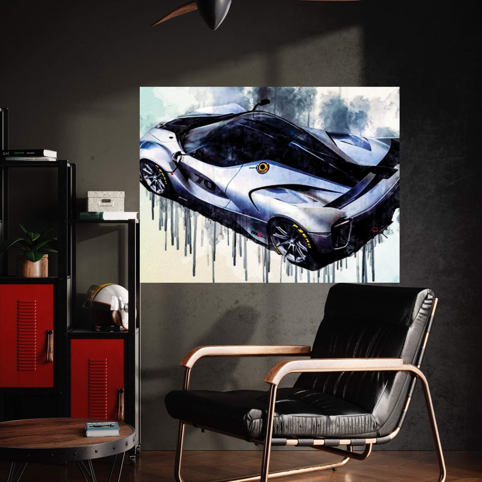 Ferrari Fxx-K Evo 2018 Hypercar Sports Car Top View Carbon Spoiler Italian Cars Canvas Wall Art - Y Canvas