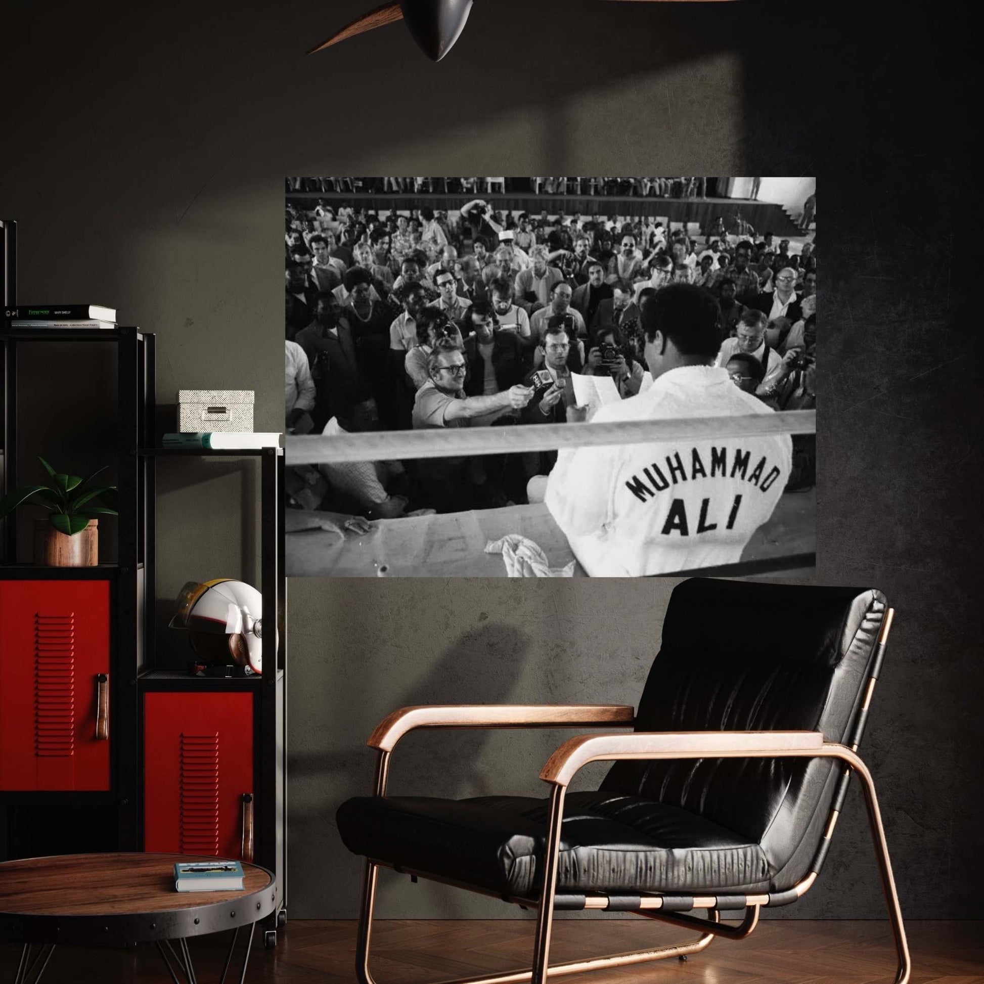 Muhammad Ali Sitting On The Side Of A Ring Talking To The Press Canvas Wall Art - Y Canvas