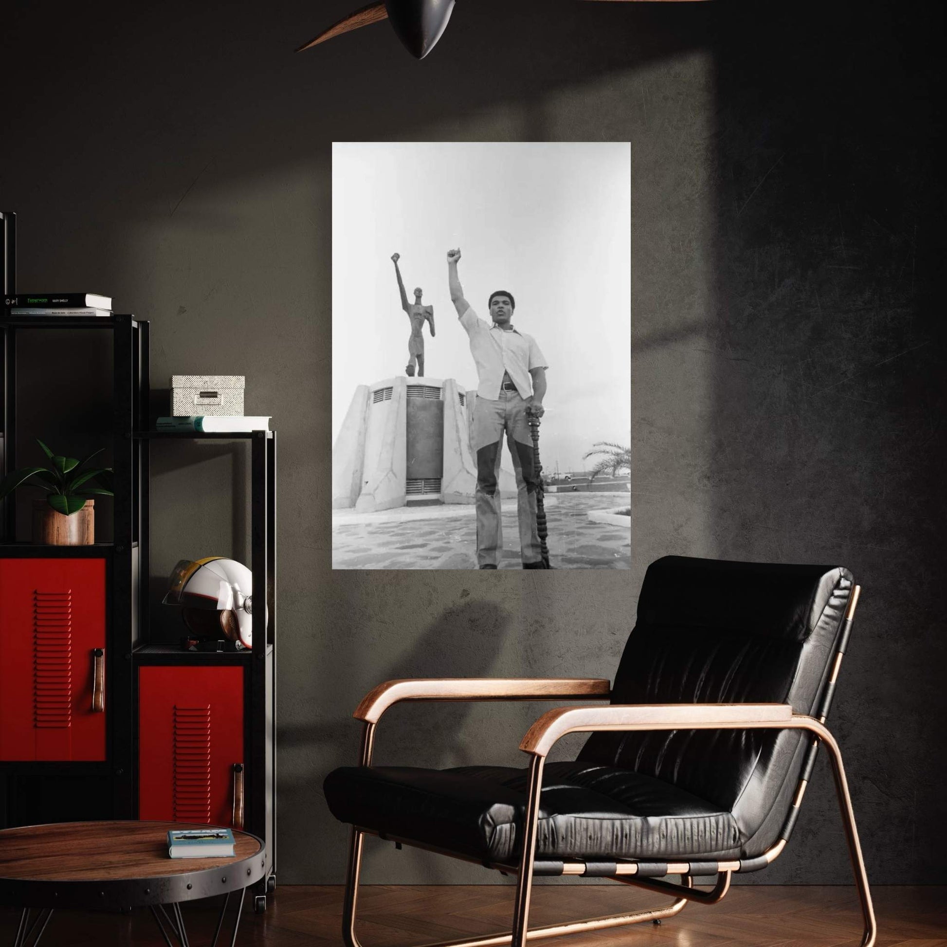 Muhammad Ali Posing In Front Of The Le Militant Statue, Kinshasa, Zaire Canvas Wall Art - Y Canvas