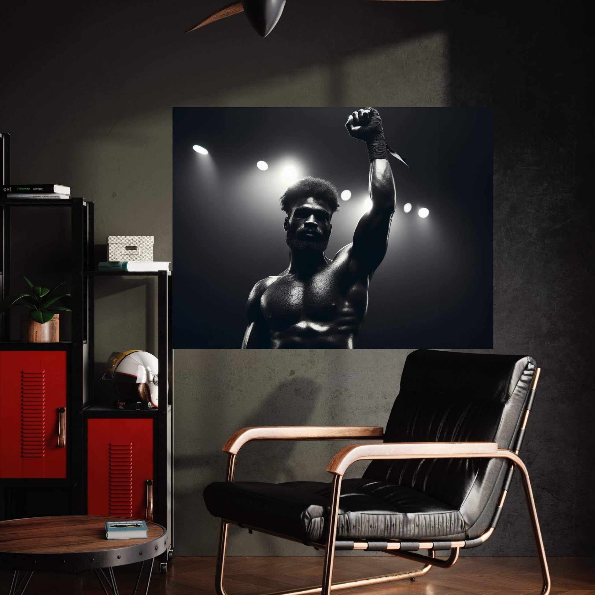 Black African Boxer, Fist and Victory, Boxing Canvas Wall Art - Y Canvas