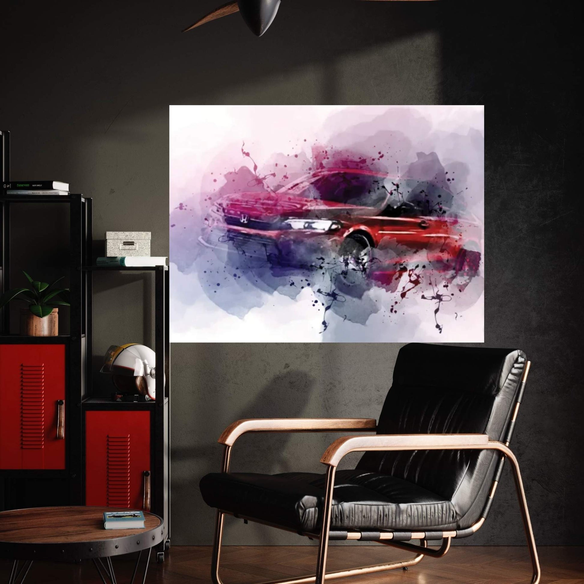 Honda Civic 2022 Exterior Red Sedan Canvas Wall Art - Y Canvas