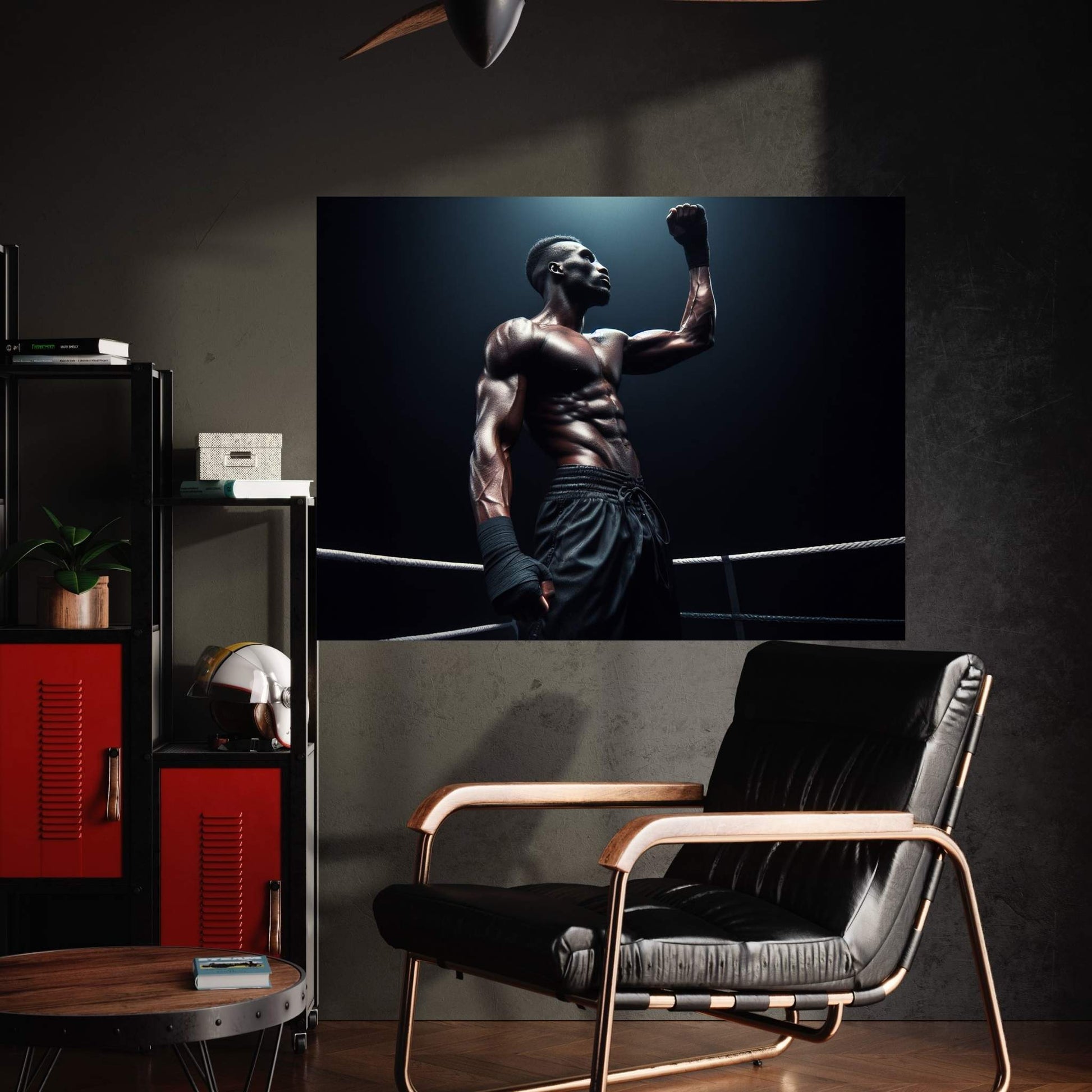 Black African Boxer, Fist and Victory, Boxing Canvas Wall Art - Y Canvas