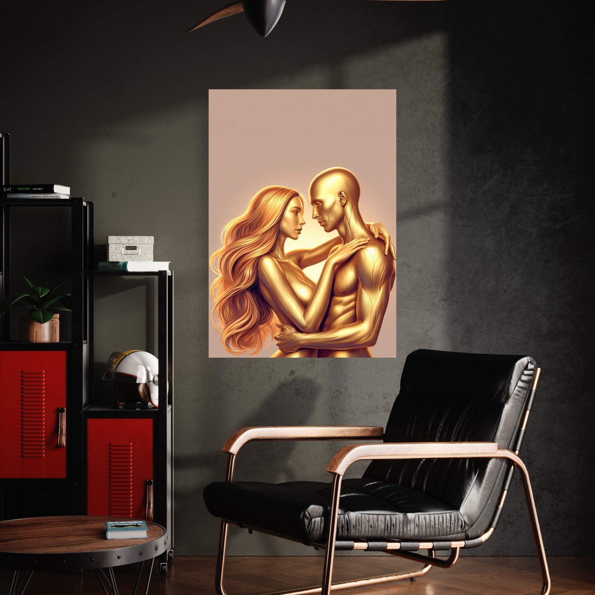 Metalic Gold Love Couple Canvas Wall Art - Y Canvas
