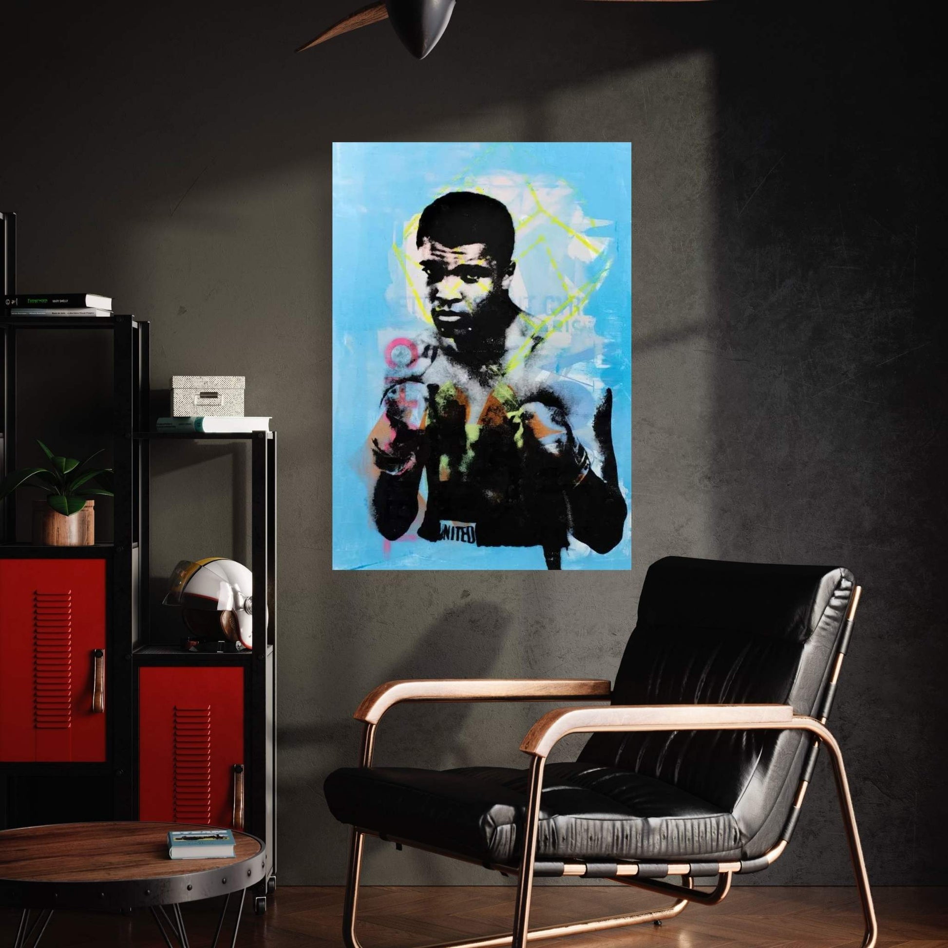 Muhammad Ali - Blue Canvas Wall Art - Y Canvas