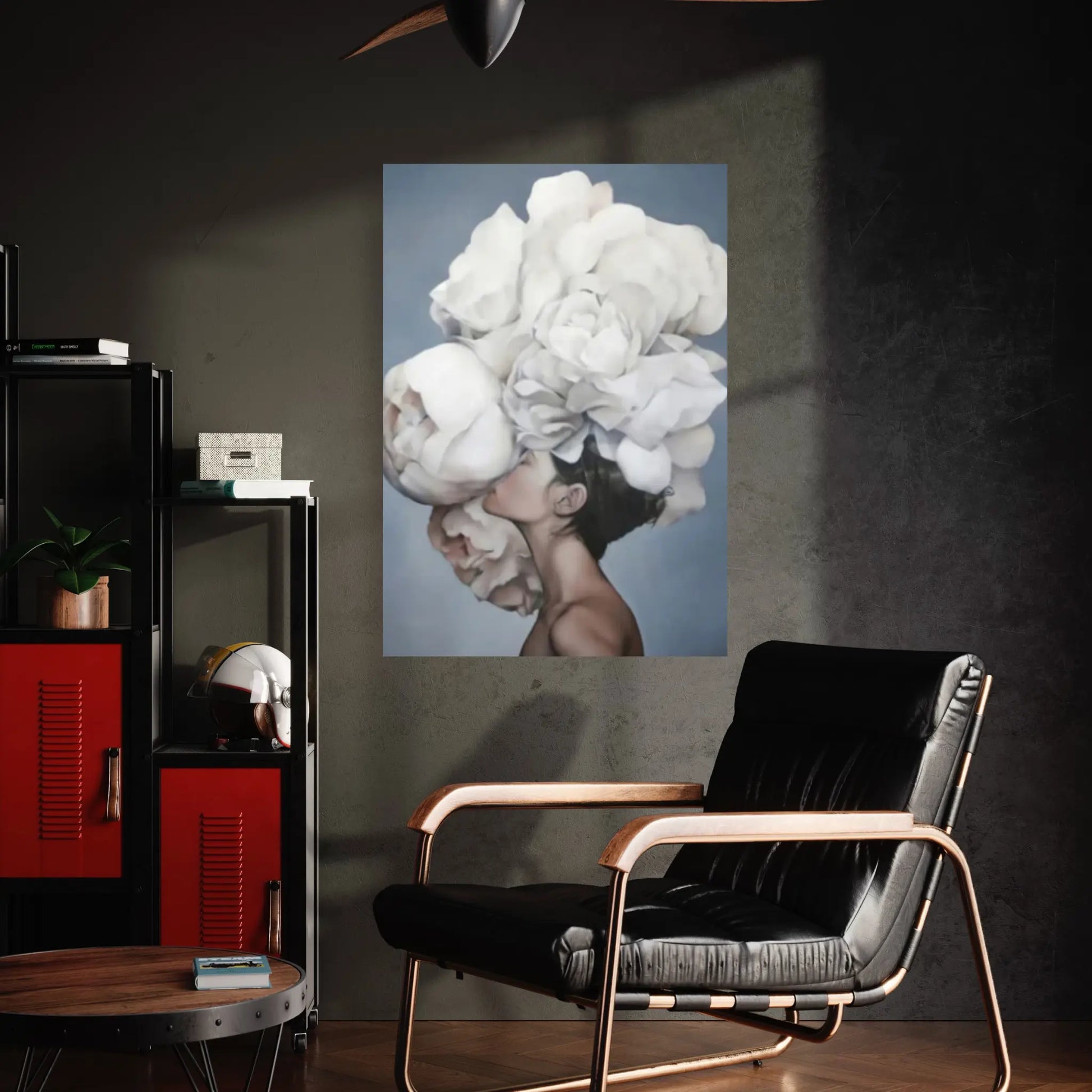 Flowers Feathers Woman Abstract Canvas Painting Wall Art Decorative Painting - Y Canvas