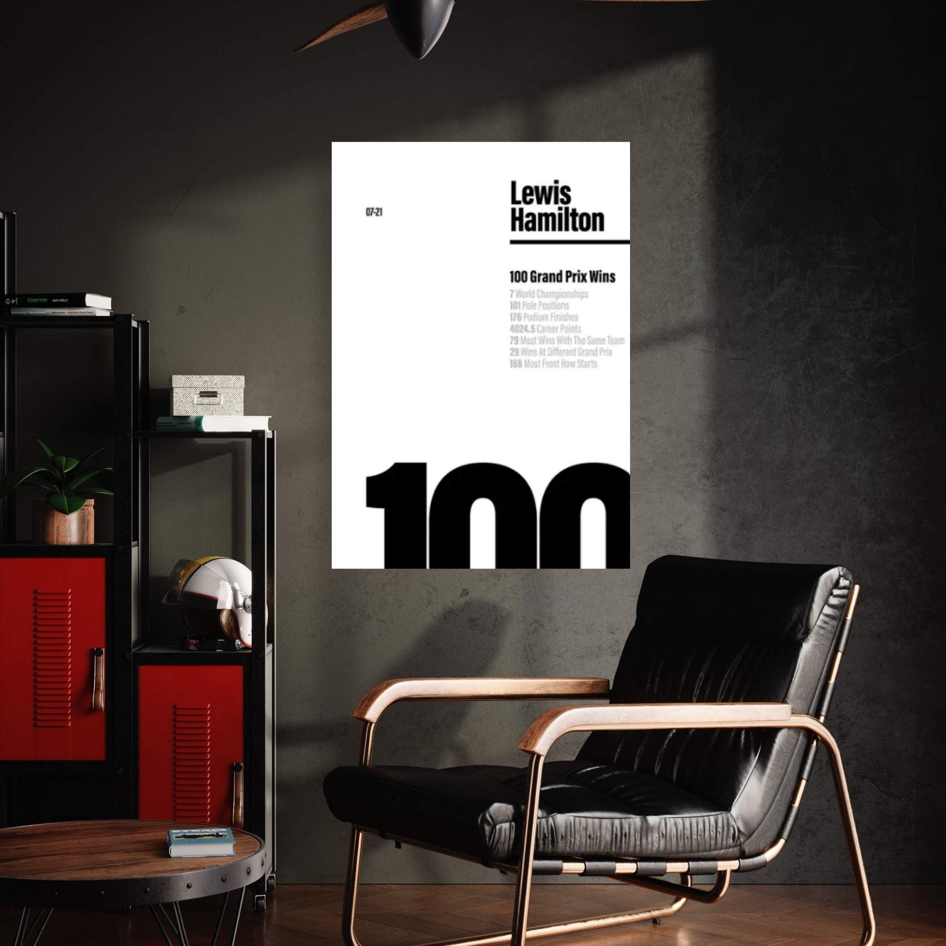 Lewis Hamilton 100 Wins (Black/White) Canvas Wall Art - Y Canvas