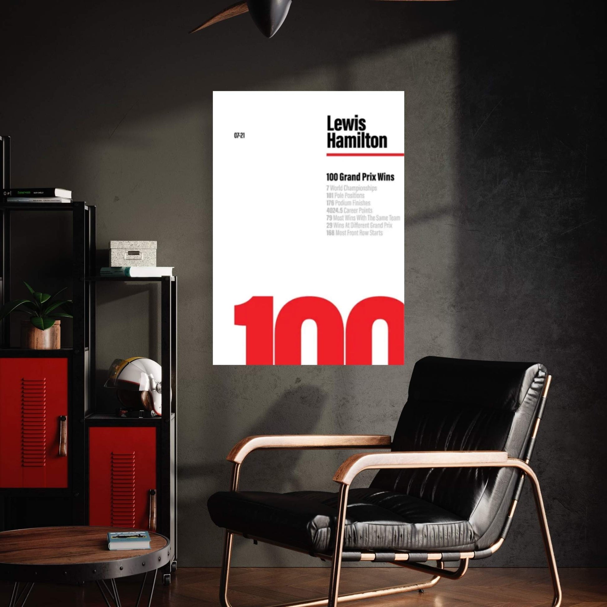 Lewis Hamilton 100 Wins (Red/White) Canvas Wall Art - Y Canvas