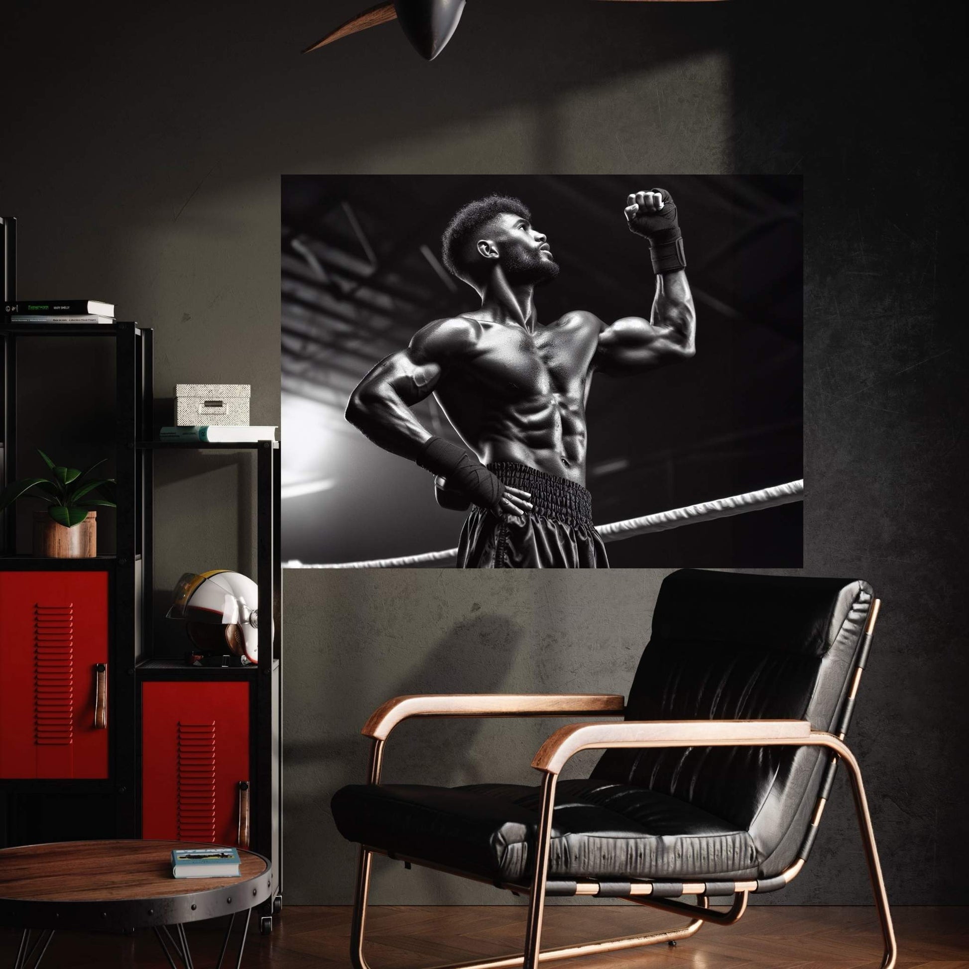 Black African Boxer, Fist and Victory, Boxing Canvas Wall Art - Y Canvas