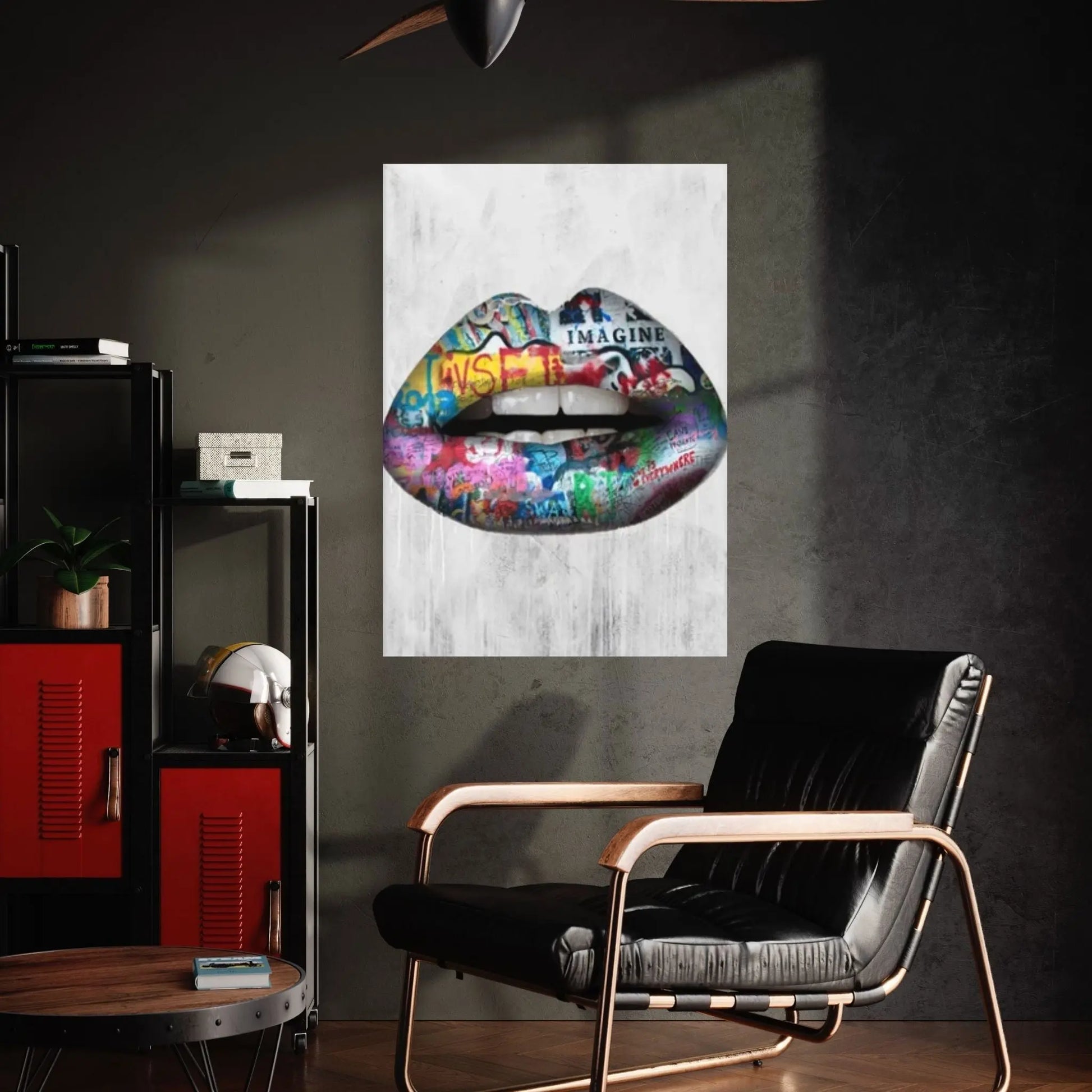 Banksy Poster, Sexy Lip Art Canvas Decor, Colourful Wall Art Decor, Print Poster Graffiti Wall Art - Y Canvas