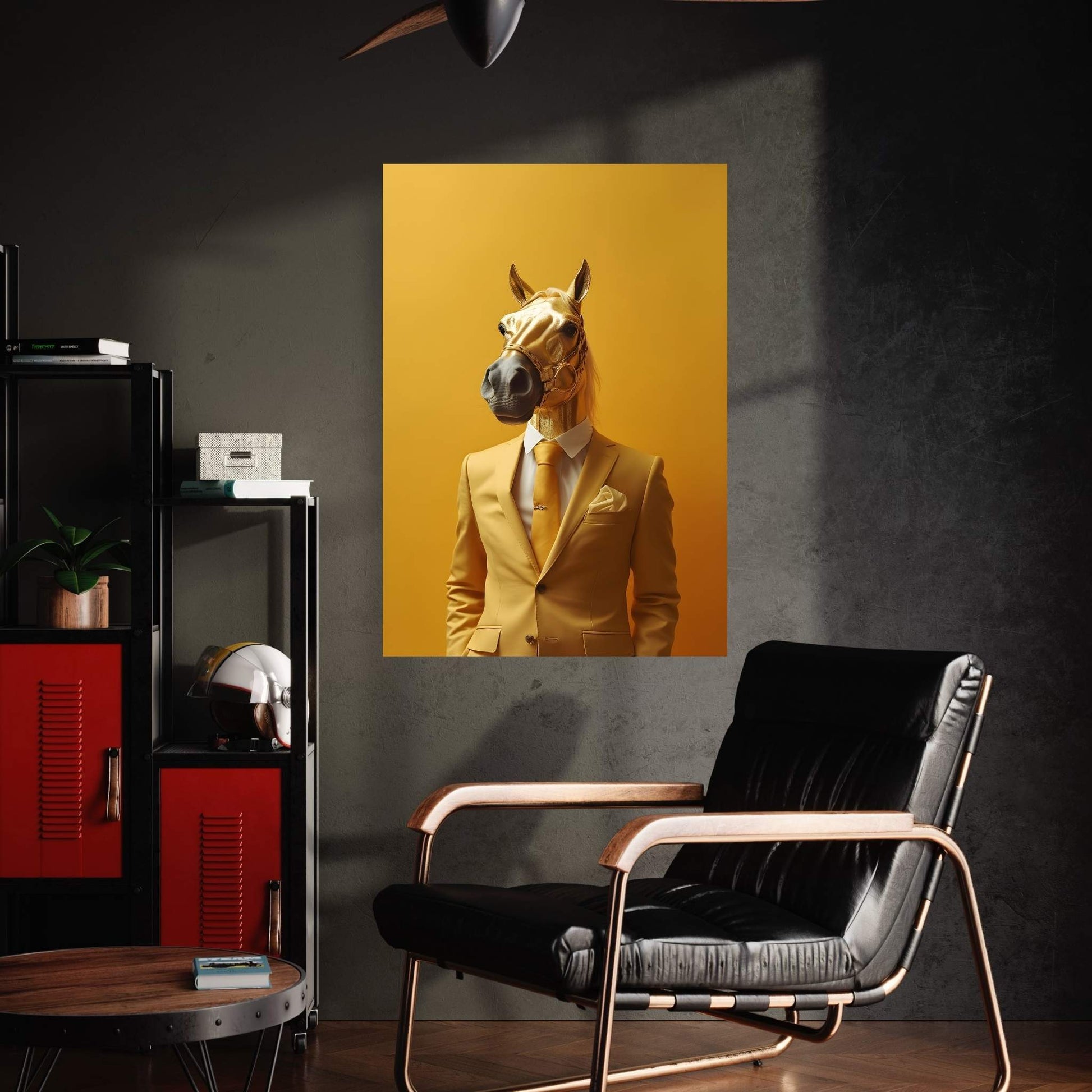 Businessman Golden Horse Modern Abstract Office Canvas Wall Art - Y Canvas